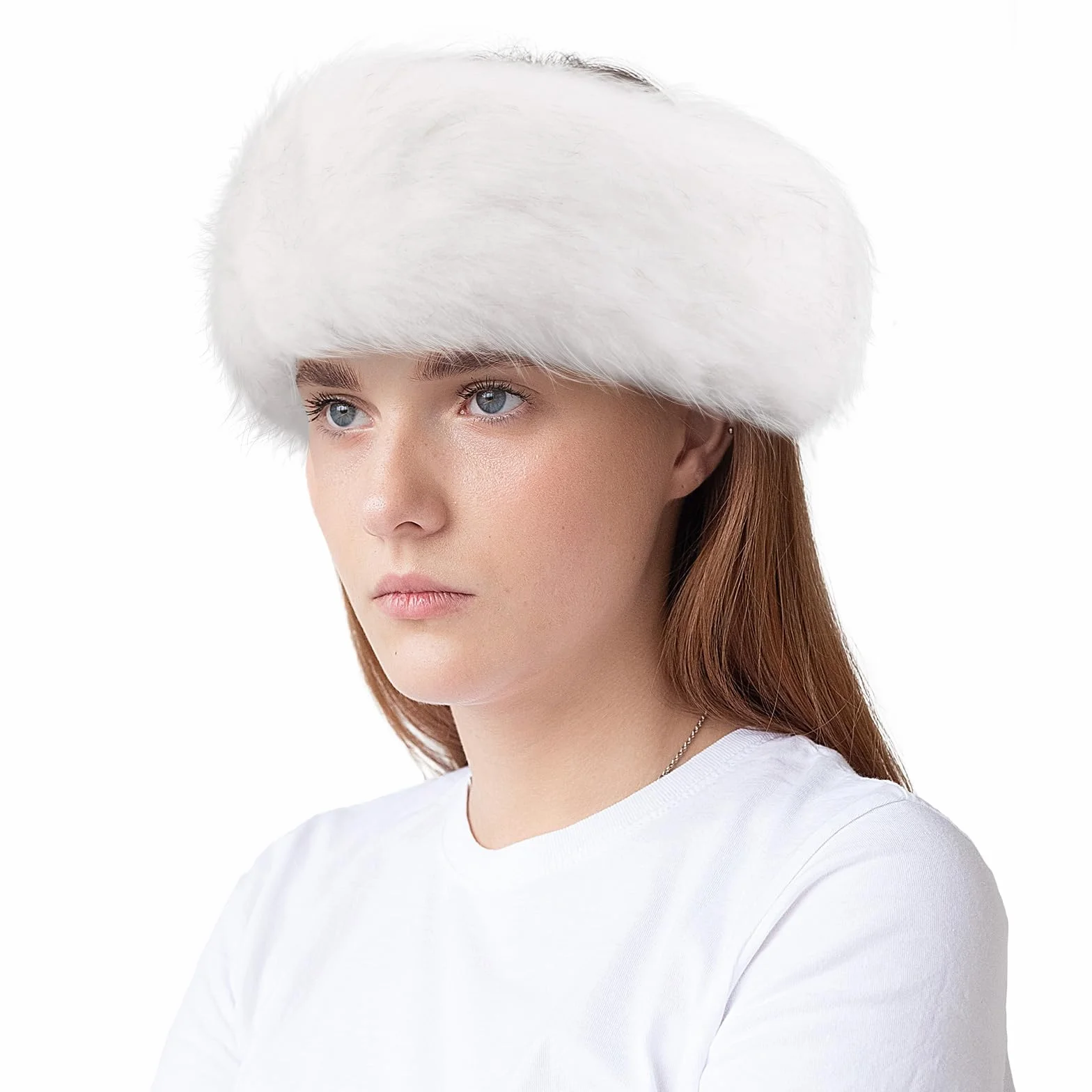 WLLHYF Diadema de piel sintética para mujer, calentador de orejas de invierno, gorro de esquí