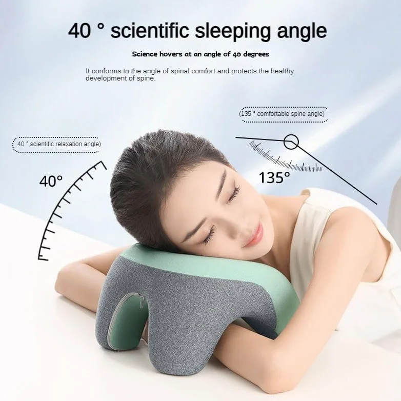 Almohada de espuma viscoelástica de viaje, cojín ergonómico para el cuello para siestas de oficina y estudiantes