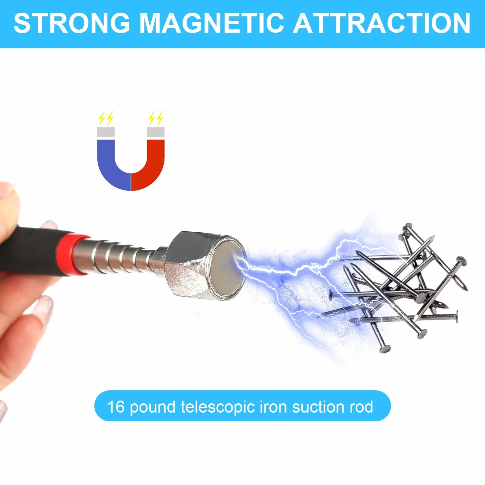 Barra magnética telescópica 7,2 kg 80 cm elevador magnético herramienta de recogida