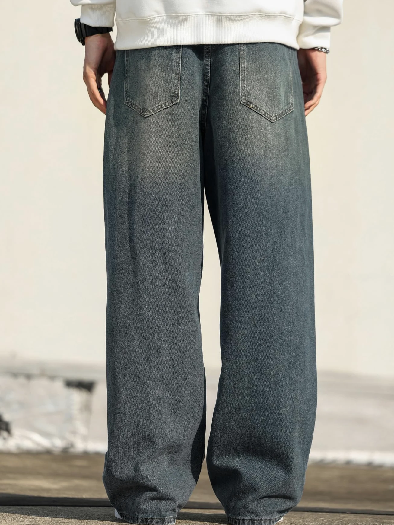 Jeans Baggy Hip Hop para Hombres,Jeans Skater de Pierna Ancha,Pantalones de Denim Holgados