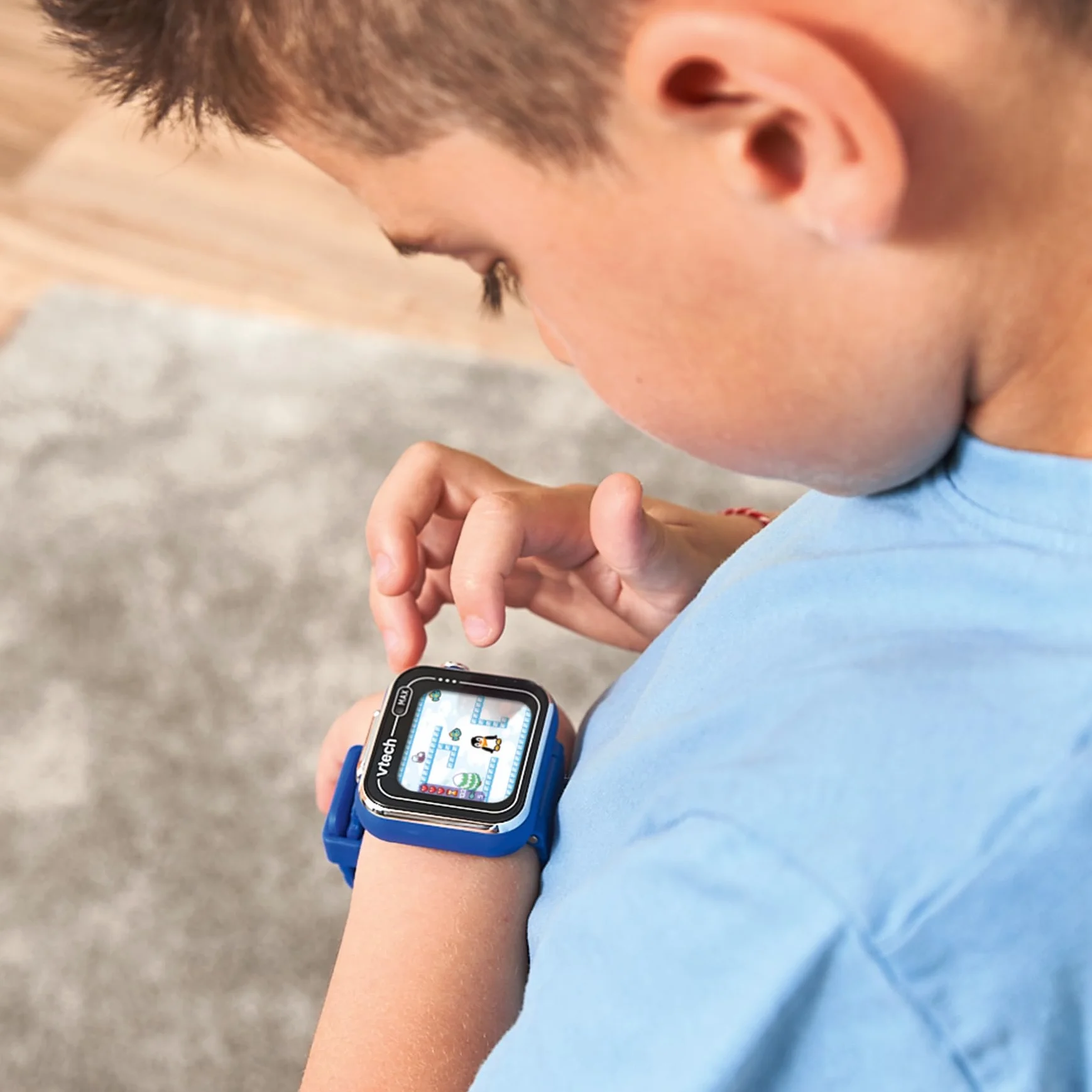 VTech - Kidizoom Smartwatch MAX Azul, Reloj Inteligente para niños, Doble cámara de Fotos, vídeos, Juegos, Pantalla táctil Horizontal, Versión ESP