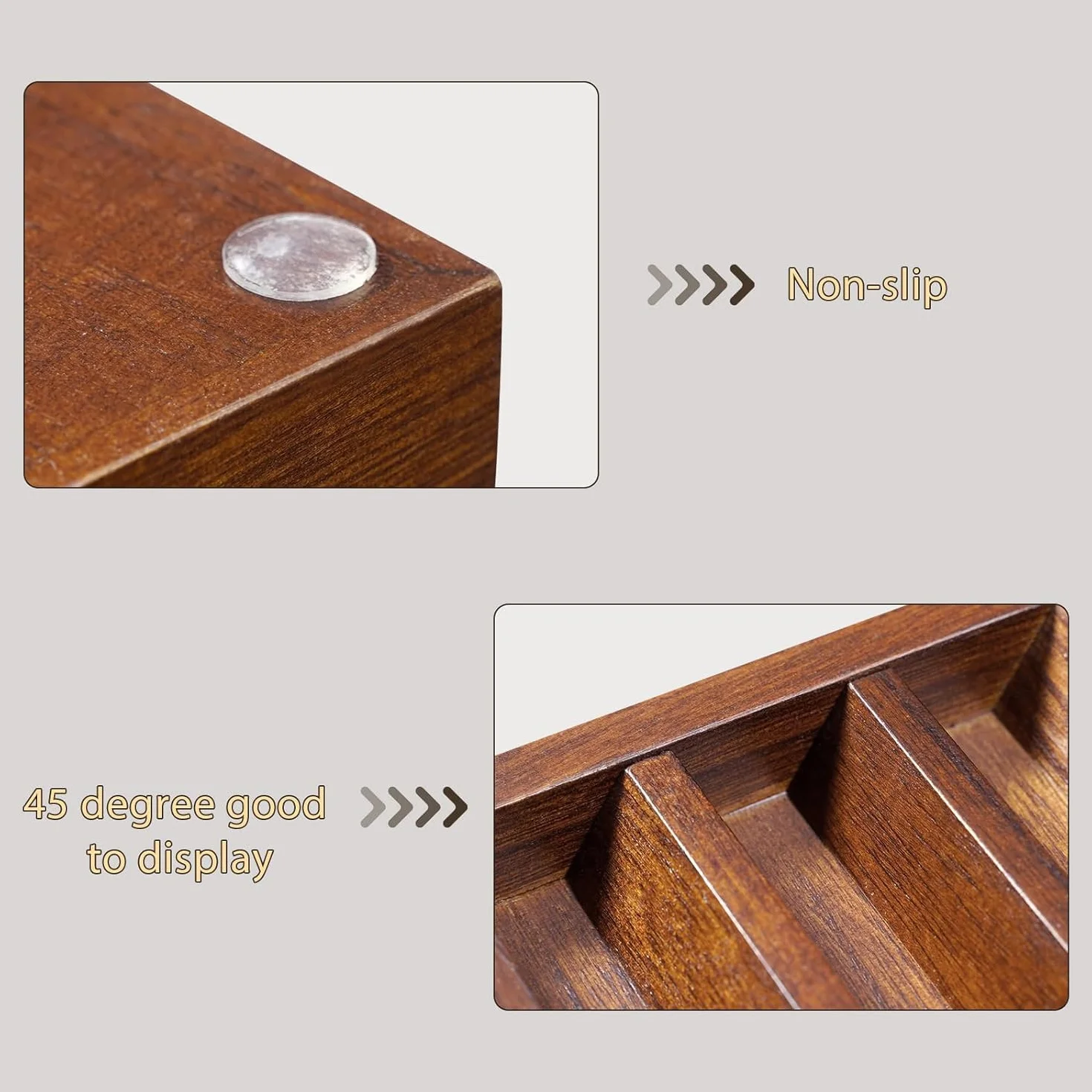 Vitrina para cuchillos, soporte de madera para colección de cuchillos de bolsillo, nogal