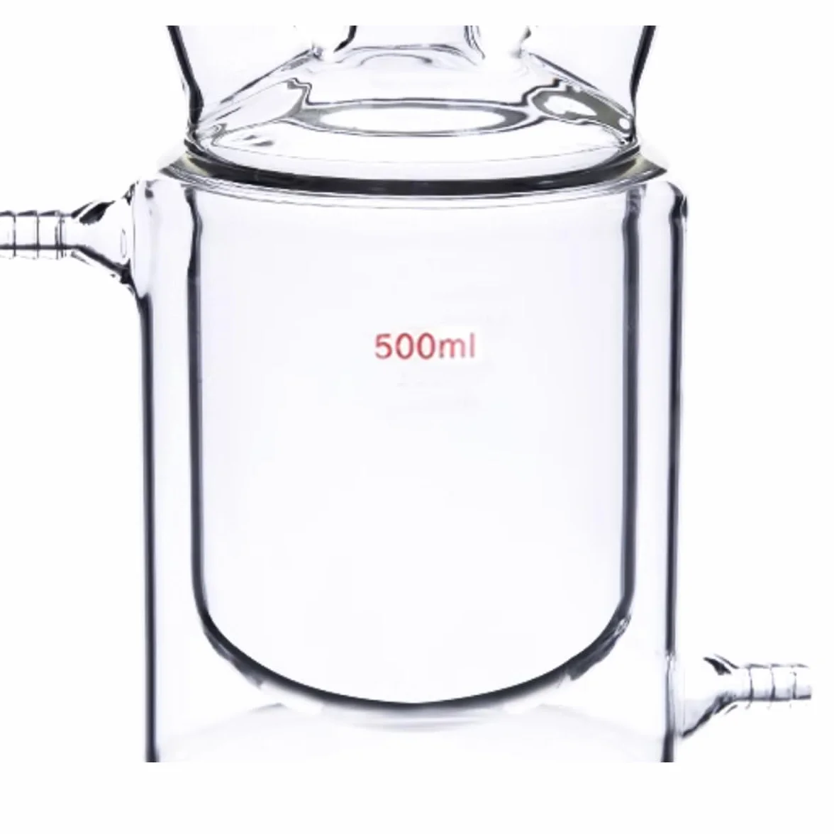 Reactor de chaqueta de laboratorio, botella de reacción de fondo redondo de doble capa 3 cuellos, conectores de vidrio esmerilado 24/29 500 ML