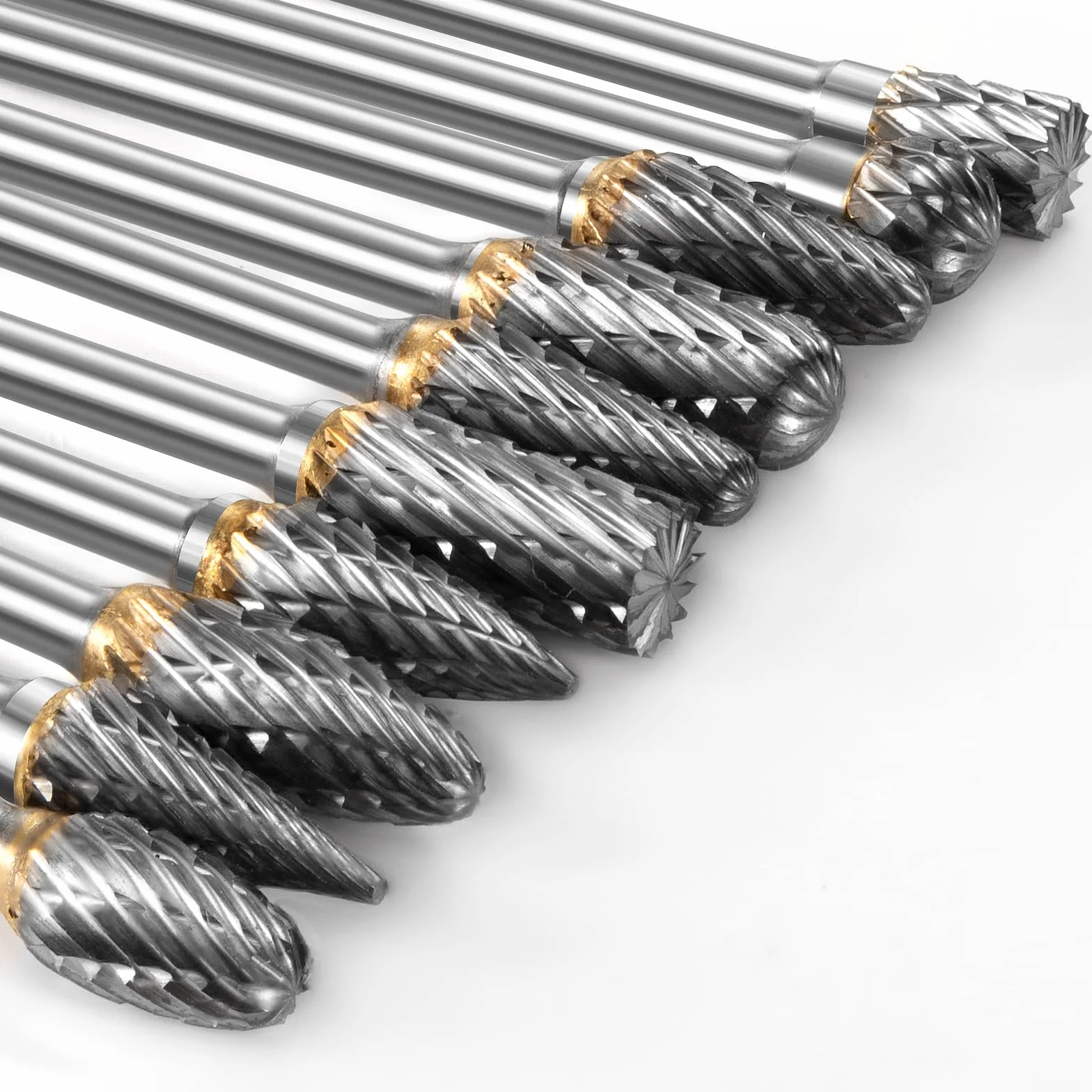 Juego de Fresas Rotativas 10 Piezas Metal Duro para Dremel Vástago 1/8" Bricolaje Pulido Taladrado
