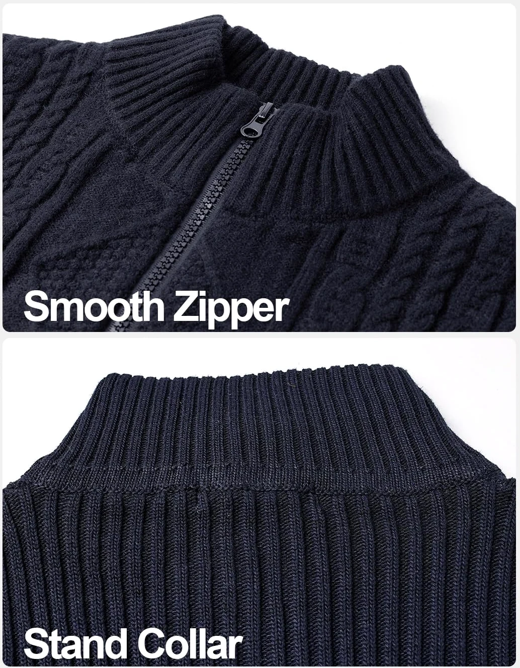 Chaqueta Punto Hombre Color SóLido Cremallera Punto Cable Slim Fit JerséIs Suéter Cardigan Outwear Rebecas Tops
