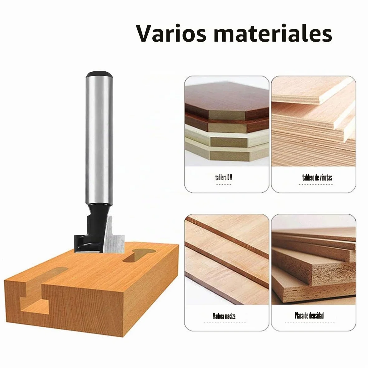 Flintronic 3 PCS Fresa Madera Broca Fresadora Ranura en T 8mm 3/8" 1/2" 5/16" Bit Carpintería Router Conjunto de fresado para Esquinas y Ranuras