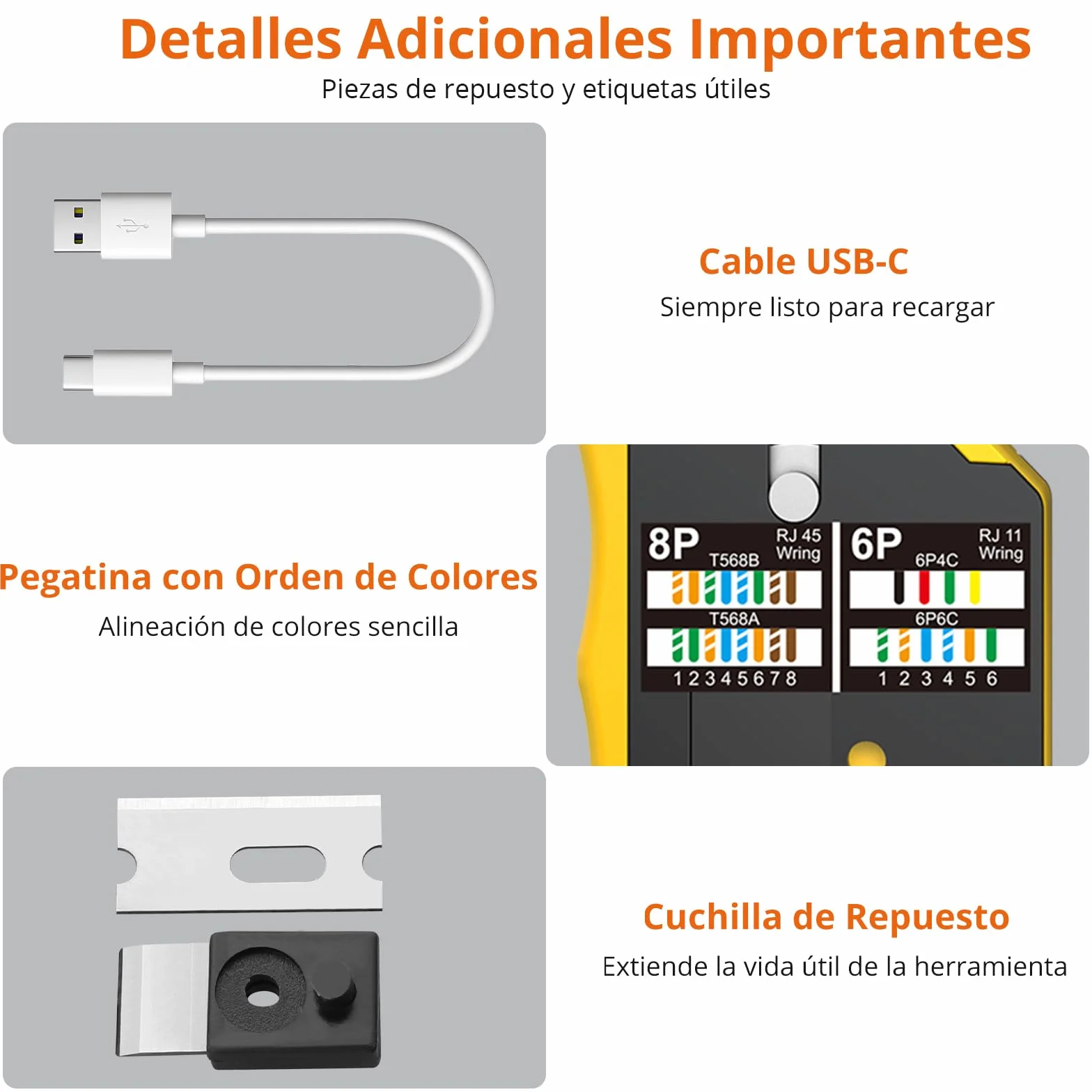 Proster Juego de Crimpadora CAT7 Profesional con Conectores Blindados y Probador Recargable