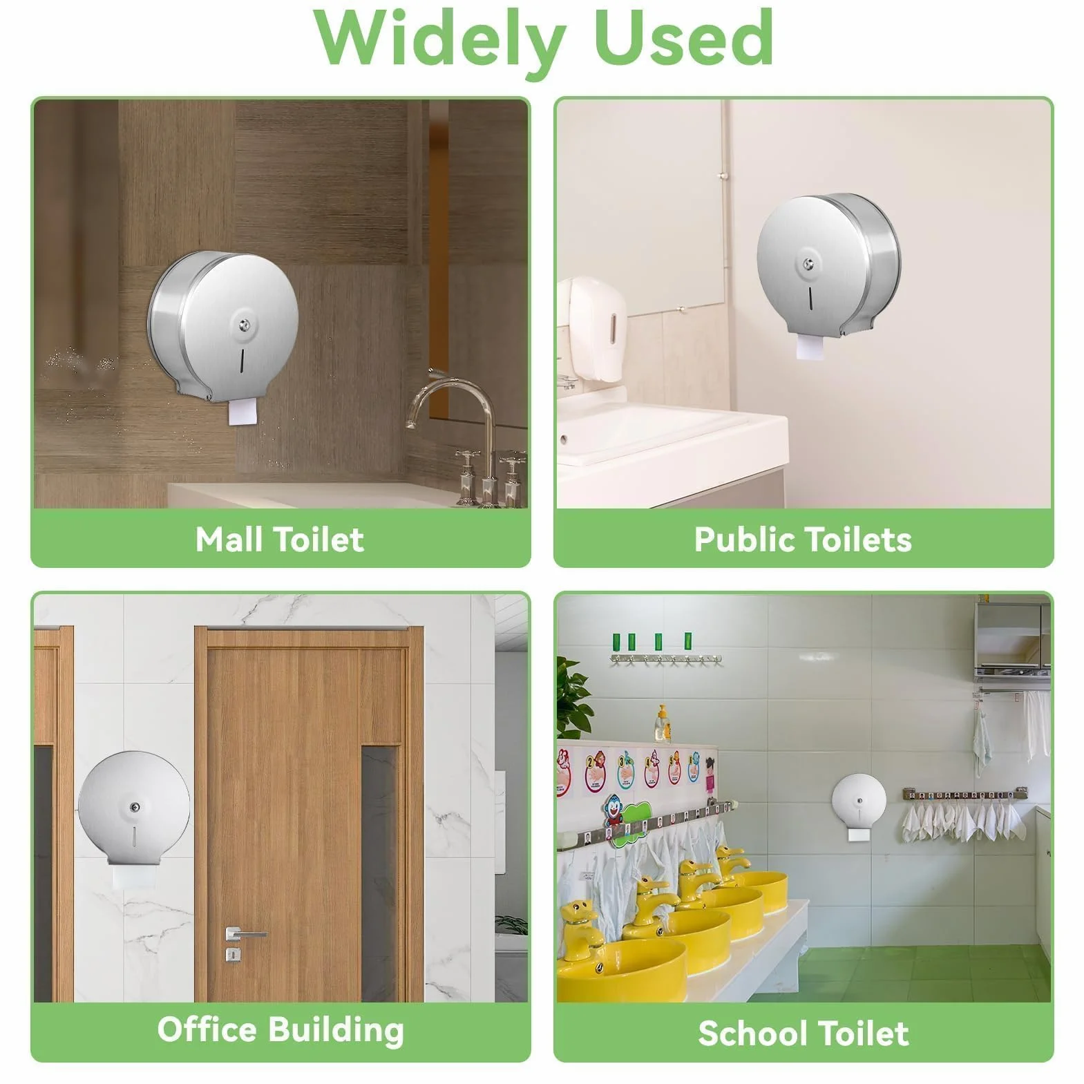 Dispensador de Papel Higiénico Comercial de Acero Inoxidable Jumbo Individual 10.6x10.2x4.6in