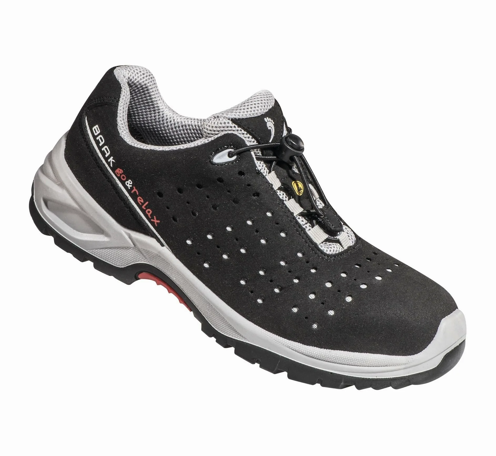 BAAK Henk 7007 - Zapatillas de seguridad (talla 45, microfibra), color negro y gris
