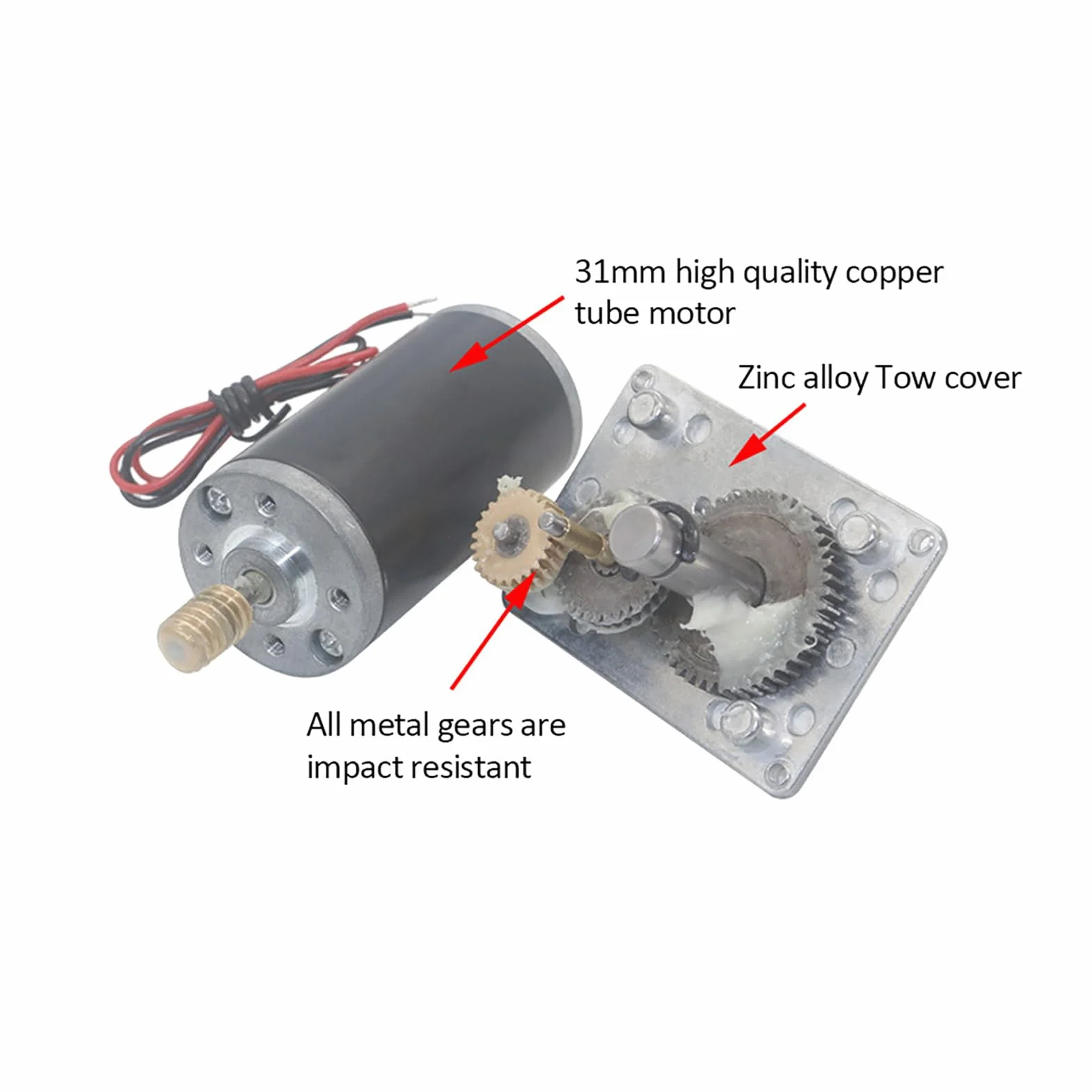 Yosoo Health Gear Motor de Engranajes CC 12V, Alta Velocidad de Torsión, Caja de Cambios Eléctrica Reversible Eje 8mm