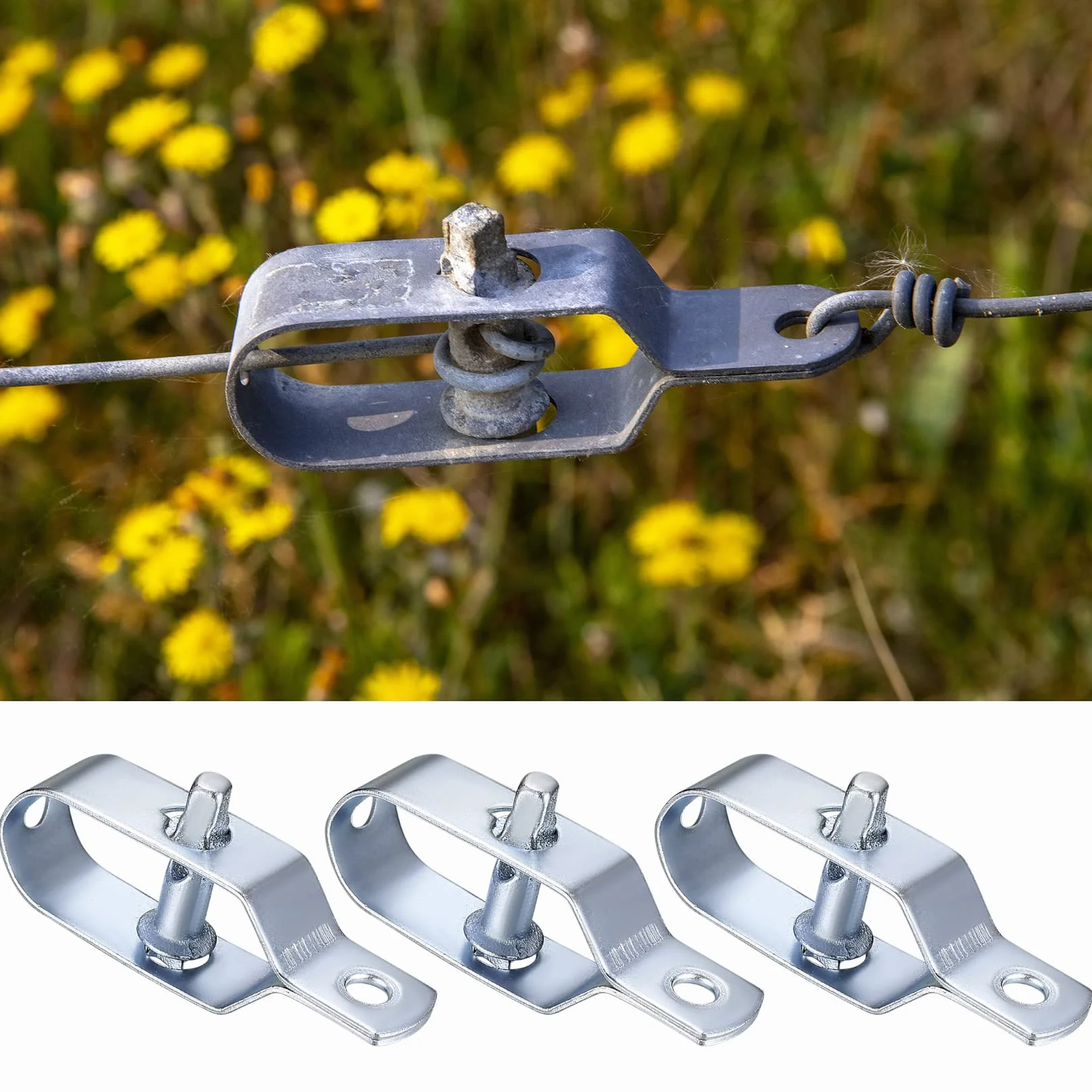 Tensor de Alambre Galvanizado con Trinquete para Malla y Vallas, 10 Piezas Plateado