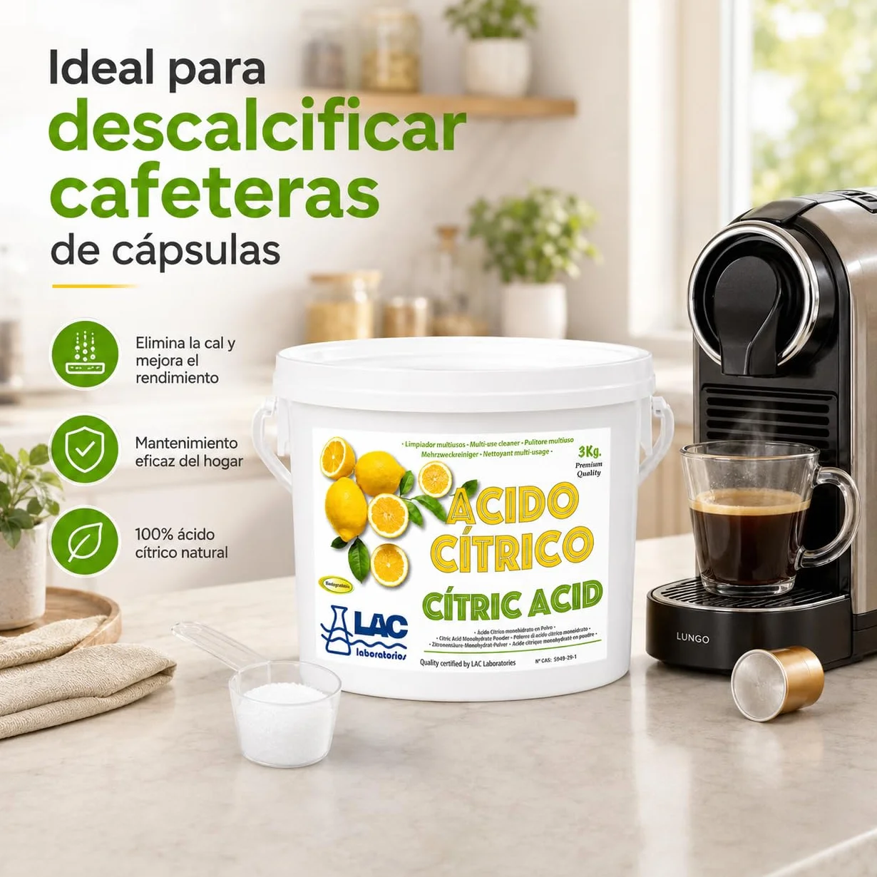 Ácido Cítrico Anhidro Natural 100% Puro 3 kg Laboratorios LAC - DIASA