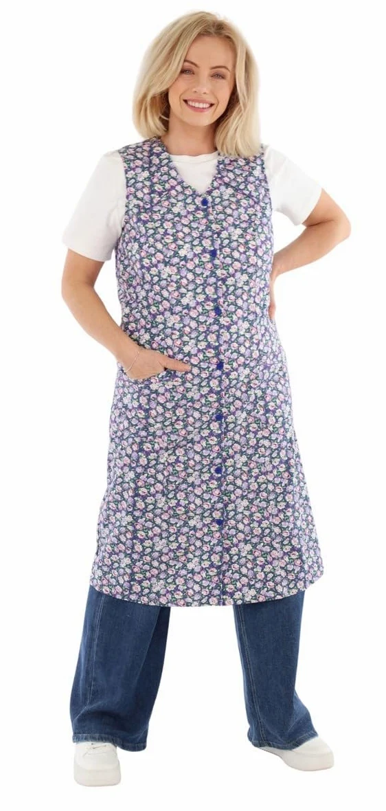 Delantal para mujer sin brazos, delantal de cocina para mujer, delantal para el hogar, bata para mujer, multicolor, en 100% algodón