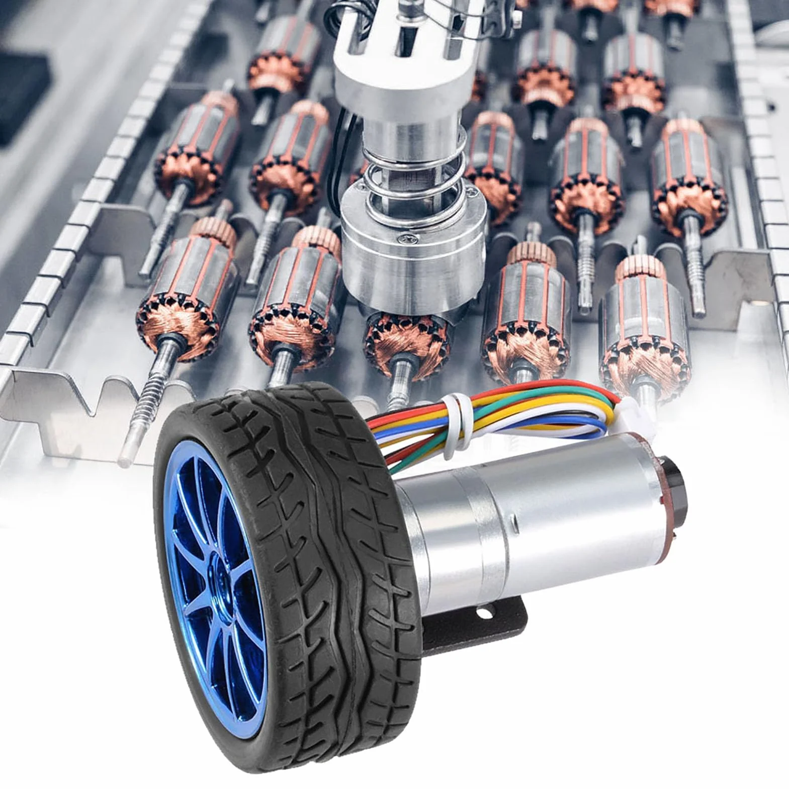 Motorreductor DC 12V 65mm Caja de Cambios Magnética Kit de Ruedas Full Metal Para Smart Car Robot 130RPM