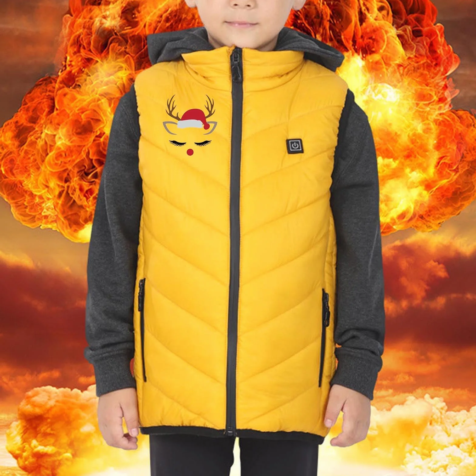 Chaleco Calefactable Chaleco Calefactable Para NiñOs Chaleco de Forro Polar Chaqueta EléCtrica Con CalefaccióN Con 2 Zonas de Calentamiento Para Exterior CáMping Chaleco TéRmico Para NiñOs Y NiñAs