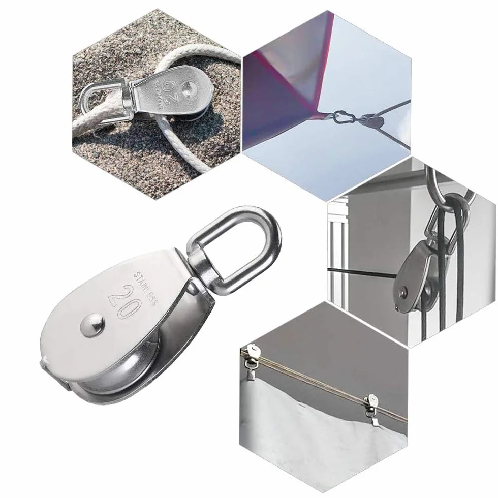 Polea Cuerda M20 Acero Inoxidable 304 Simple Elevación Fijas Exterior Carpas