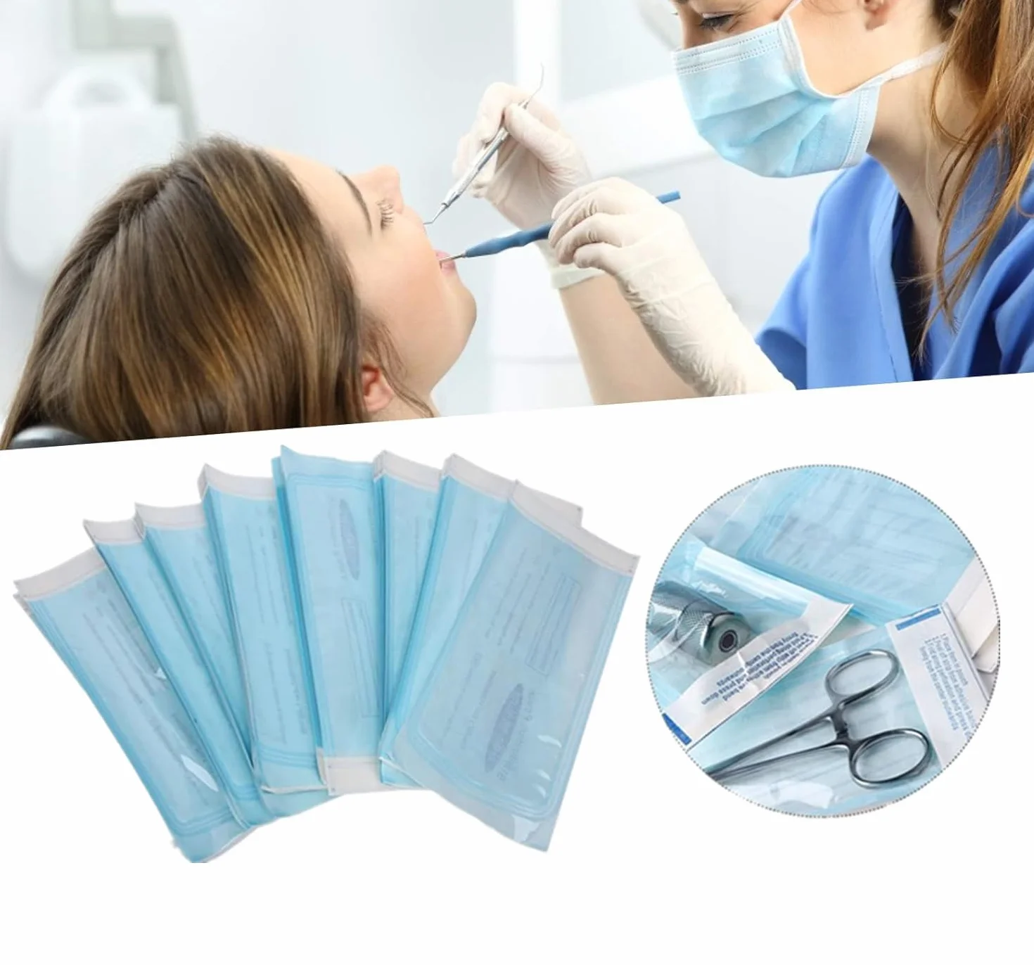 Bolsa de Esterilización Dental 200pcs 57x130mm Auto Sellado