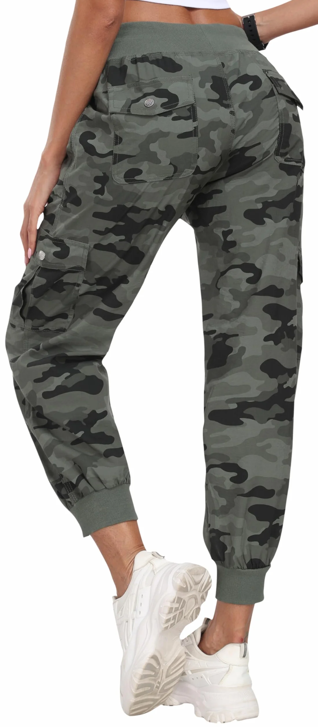 JINSHI Pantalones Mujer Cargo Pantalón Largo Trabajo Pant Deportivo Jogger Cintura Alta con Bolsillos