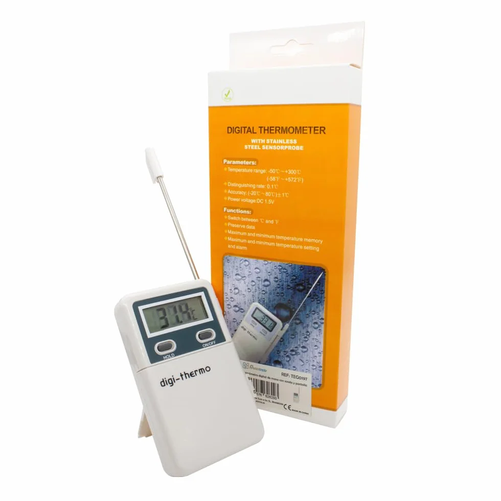 Termómetro digital de mano con sonda -50º +300ºC para aire acondicionado, climatización, cocina