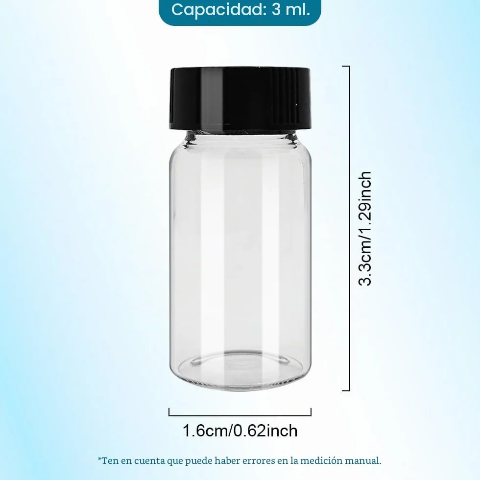 Frascos de vidrio con tapa de plástico y tapón de rosca, 5 unidades, 3-50 ml, transparente/marrón