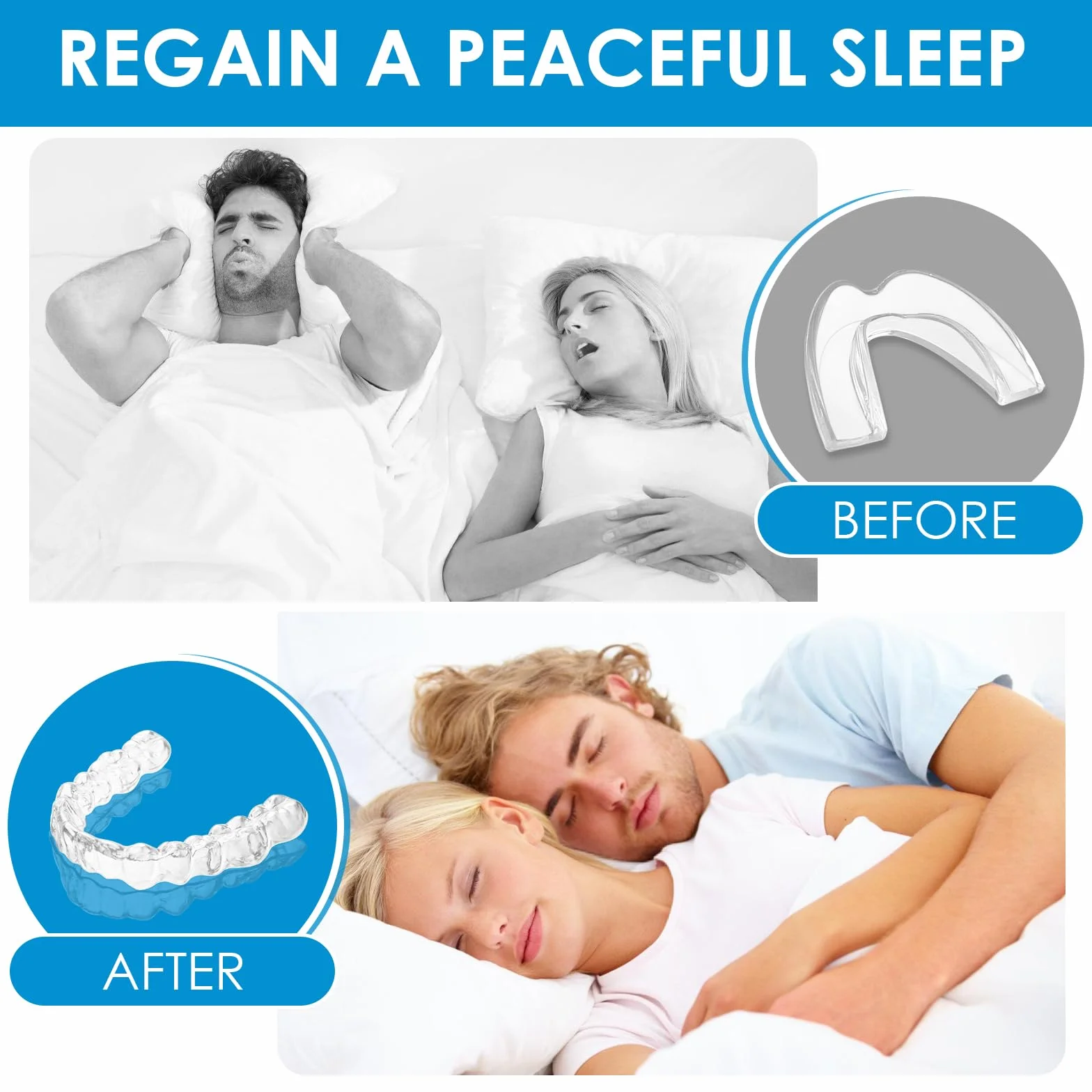 Férula Descarga Bruxismo Moldeable 4 Piezas, 2 Tamaños, Kit Protección Dental con Caja Higiene, Protector Bucal Dormir