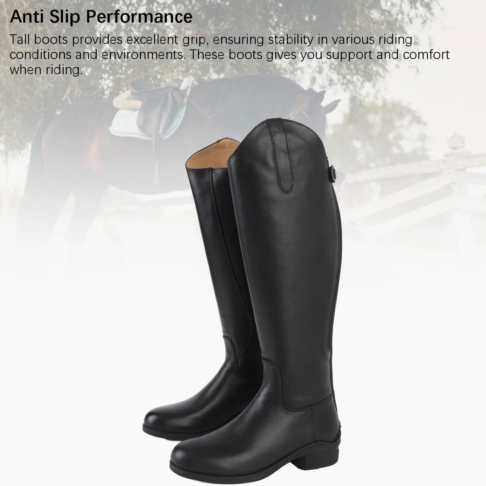 Botas de Montar Ecuestres, Botas de Montar Altas Unisex de Cuero Eva para Entrenamiento