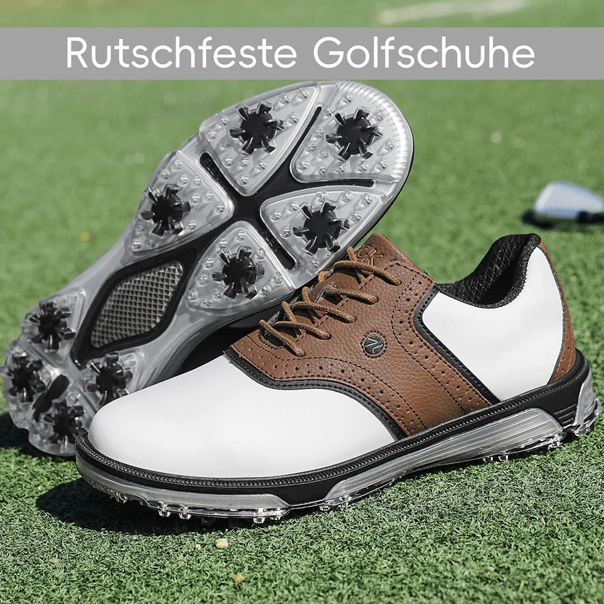 ULTIANT Zapatos de Golf para Hombre, Impermeables y Confortables, Diseño Clásico con Suela Antideslizante, Respirantes y Ligeros, Ideales para Juego y Entrenamiento de Golf en Campo