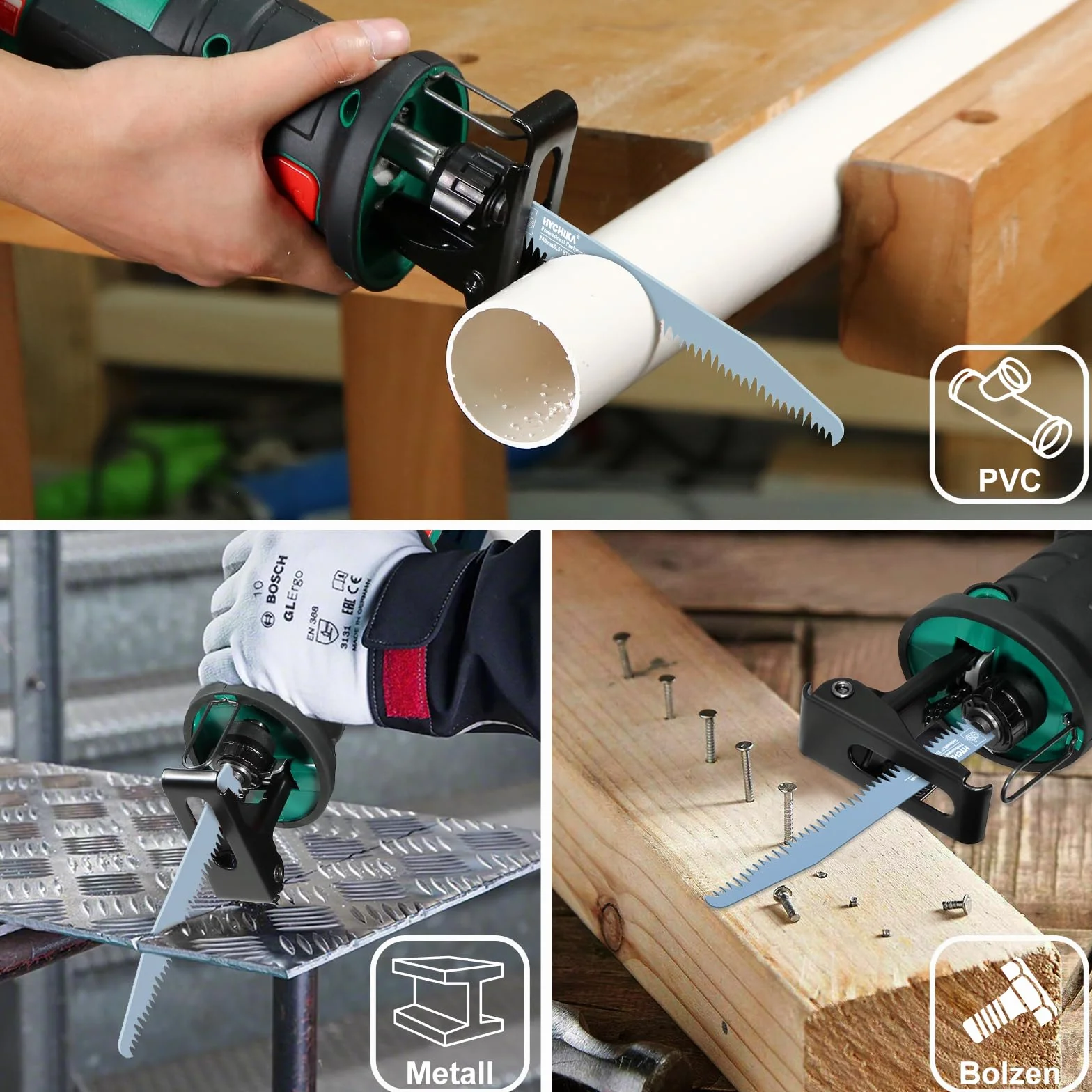 Hychika Hojas de Sierra de Sable para Madera 240 mm, 6 Piezas CRV