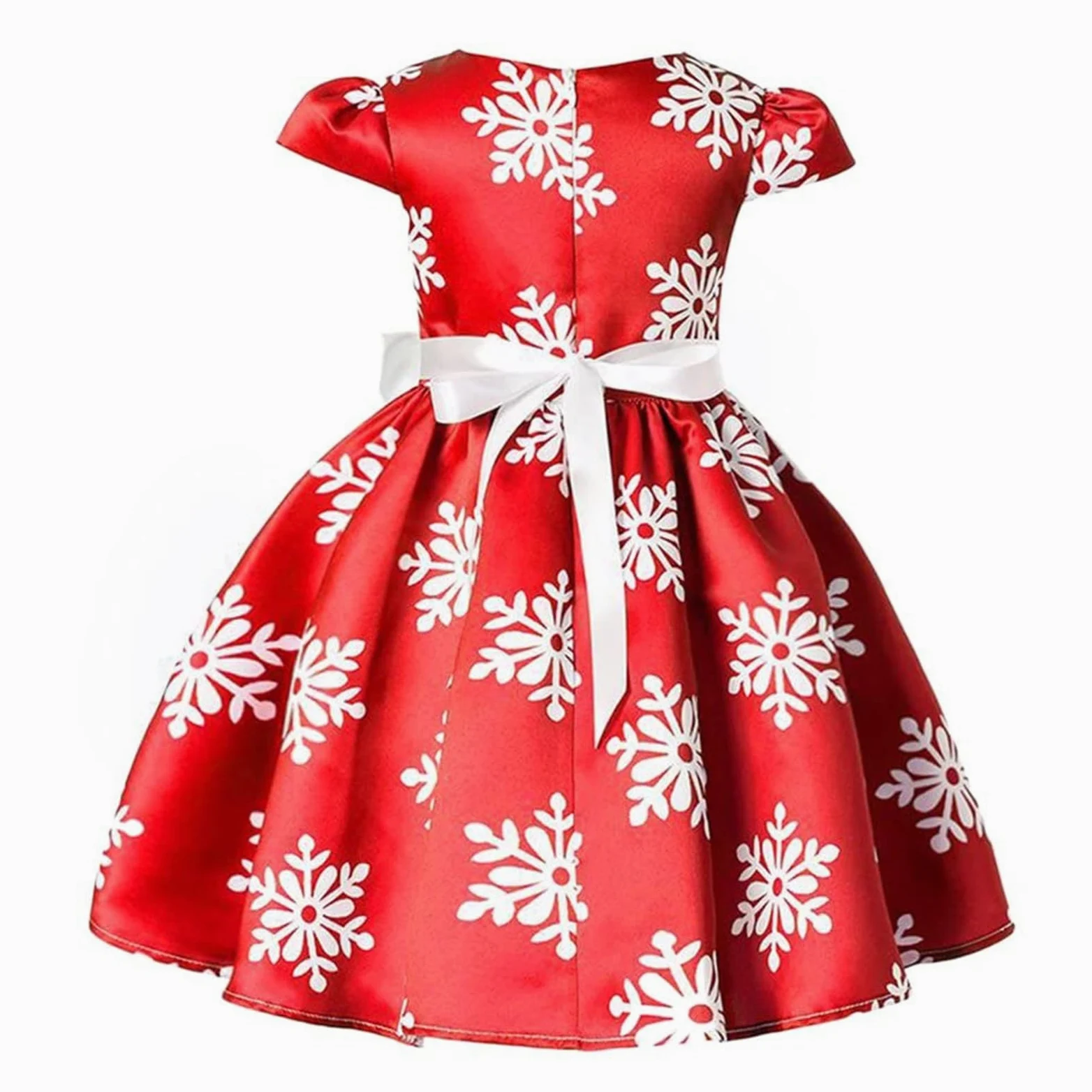 Toddler - Vestido de Navidad para niña, diseño de copo de nieve, vestido formal de boda, fiesta de cumpleaños con lazo