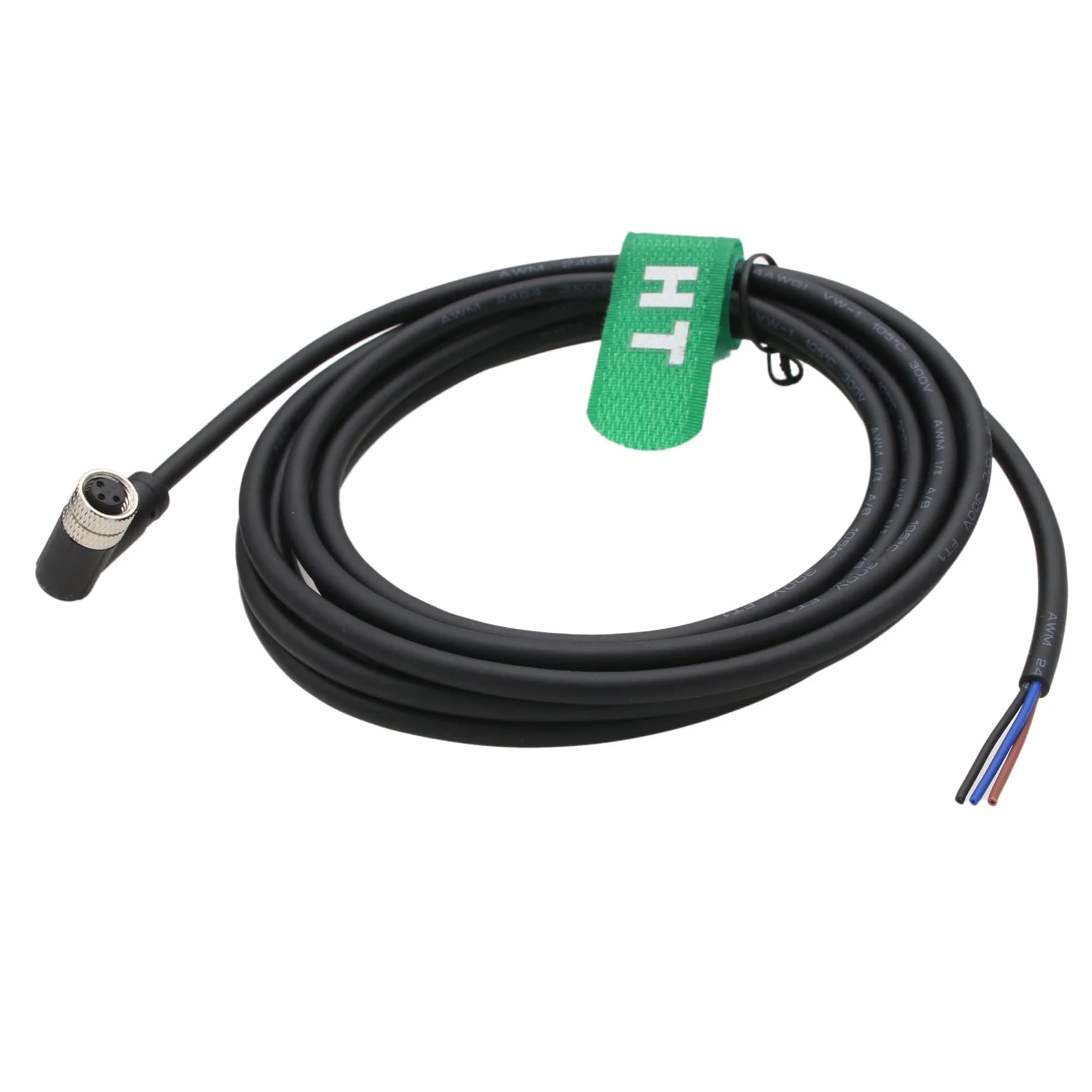 HangTon Cable de alimentación M8 hembra 3 pines sensor actuador blindado PVC 3m para Banner Baumer Turck SICK Omron