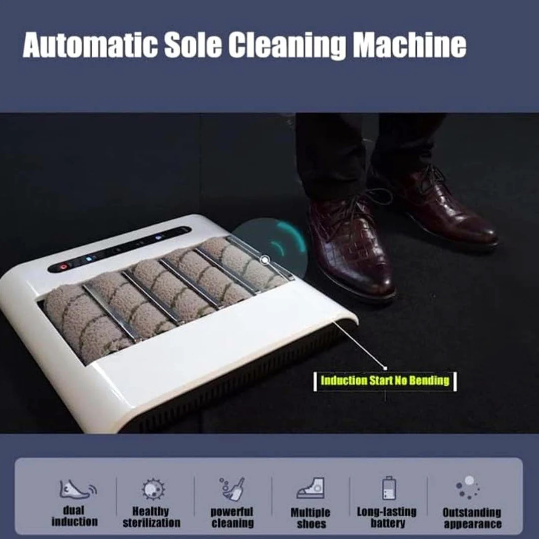 Máquina automática de limpieza de suela de zapatos, limpiador y pulidor de inducción recargable, 2600 mAh para hoteles, edificios comerciales y bancos
