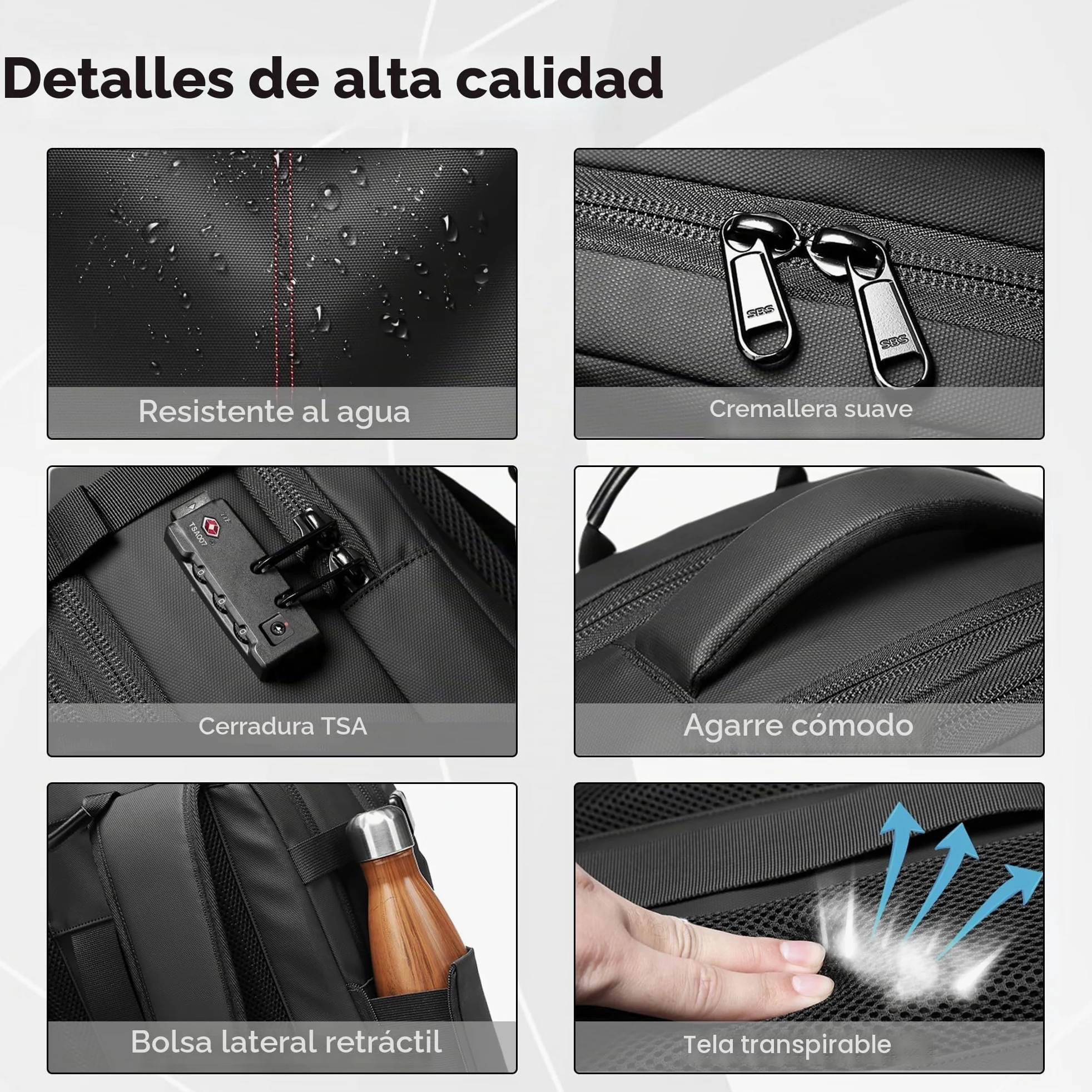 Mochila Viaje Cabina Avion, Compresión al Vacío Con Bomba, Mochila Al Vacío con Bloqueo Antirrobo, Impermeable, Maleta Cabina para Viajes de Negocios