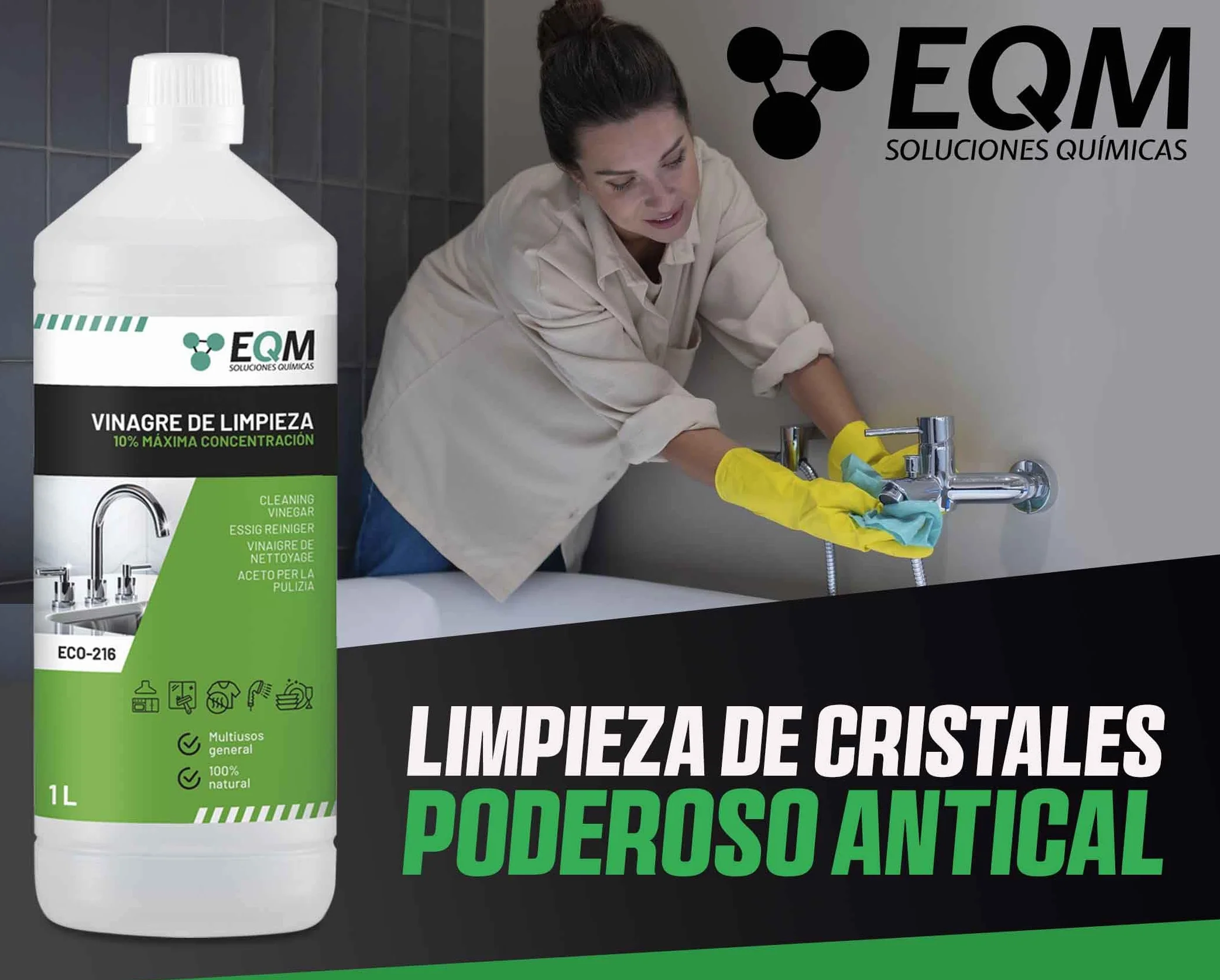 Vinagre de Limpieza Concentrado 1L 10º Acidez 100% Natural Limpiador Multiusos Hogar