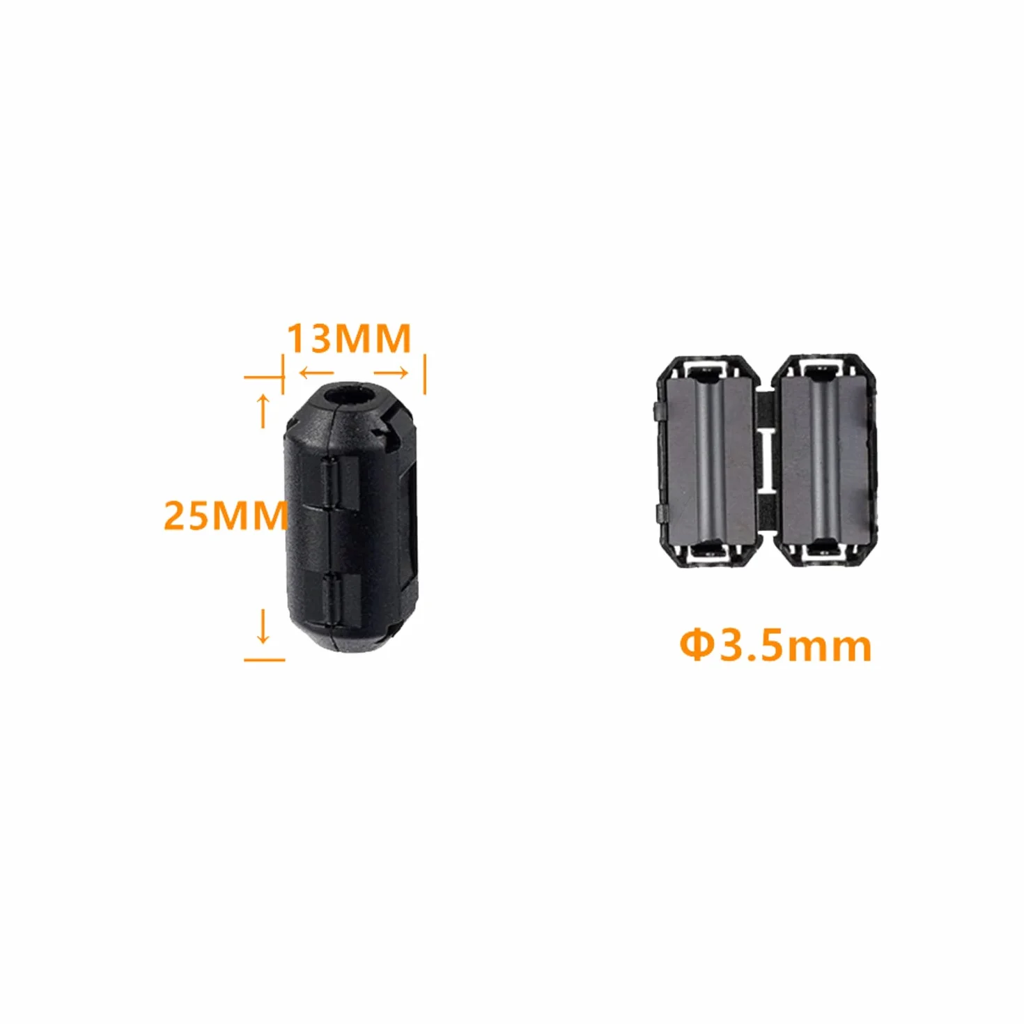 Noise Blanker Clip de cable negro Anillo de ferrita RFI EMI 3.5 mm (paquete de 5)