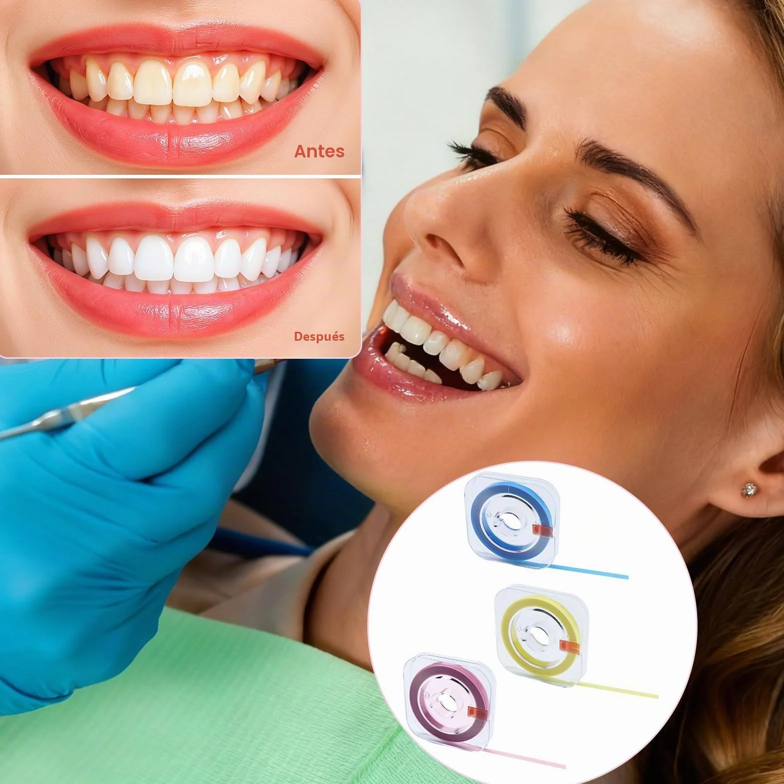 3 Piezas Tira de Pulido Dental Papel de Lija Dientes para Espacios Interdentales Pulidor Abrasivo Blanqueadoras Herramienta de Cuidado Bucal (4mm x 6m)