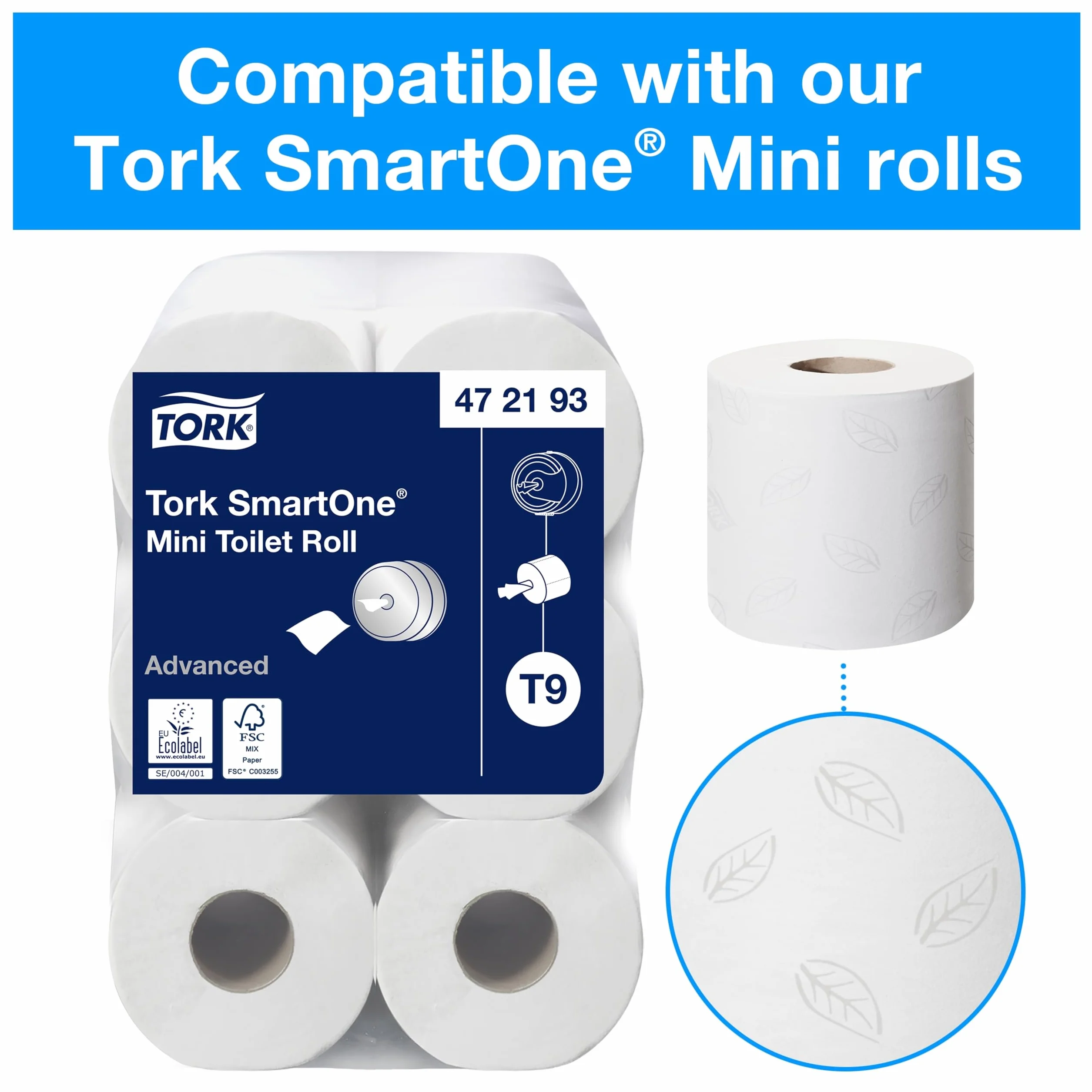 Tork SmartOne Dispensador Mini Papel Higiénico Blanco T9 Elevation 681000