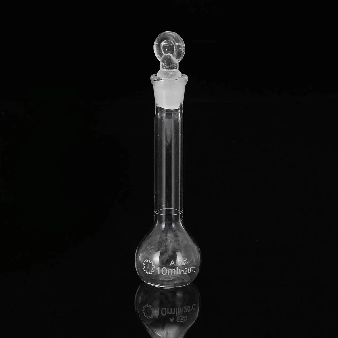 Charles Frasco Volumétrico Cristal Claro 10ml Tapón Laboratorio Química