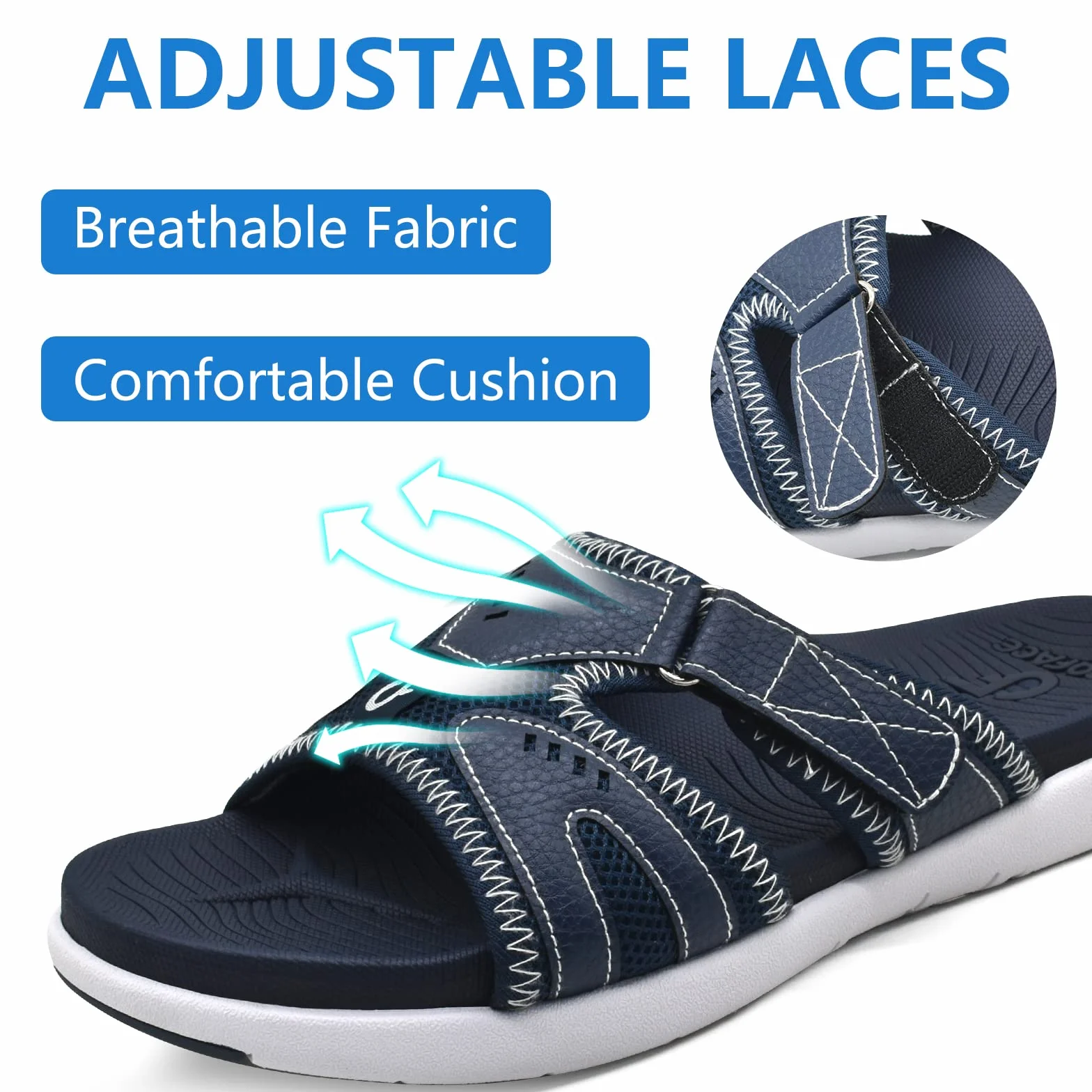 COFACE Hombre Sandalias de Recuperación Deportiva Fascitis Plantar Cojín Suave Soporte de Arco Ligero Toboganes Ortopédicos para Hombre