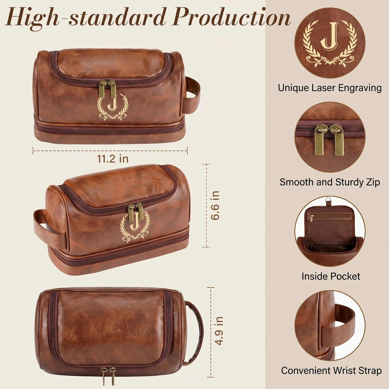 Neceser de cuero personalizado para hombres, regalos para hombres, kit de viaje de artículos de aseo personalizados, bolsas de afeitado, ideas de regalo para Navidad, aniversario, cumpleaños, papá