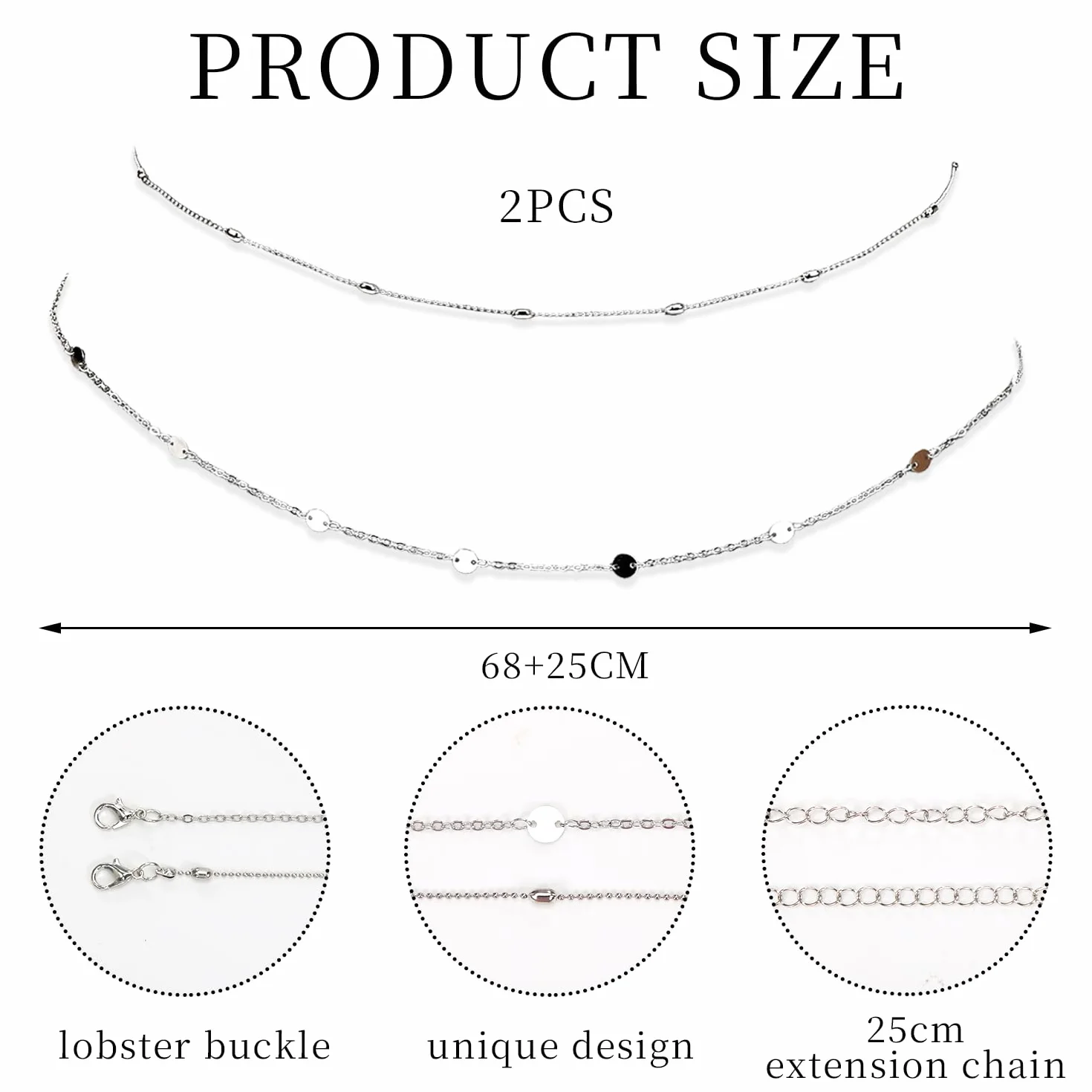 2PCS Cadena Cintura, Impermeable Belly Chain, Ajustable Body Chain Mujer, Joya para el Cuerpo