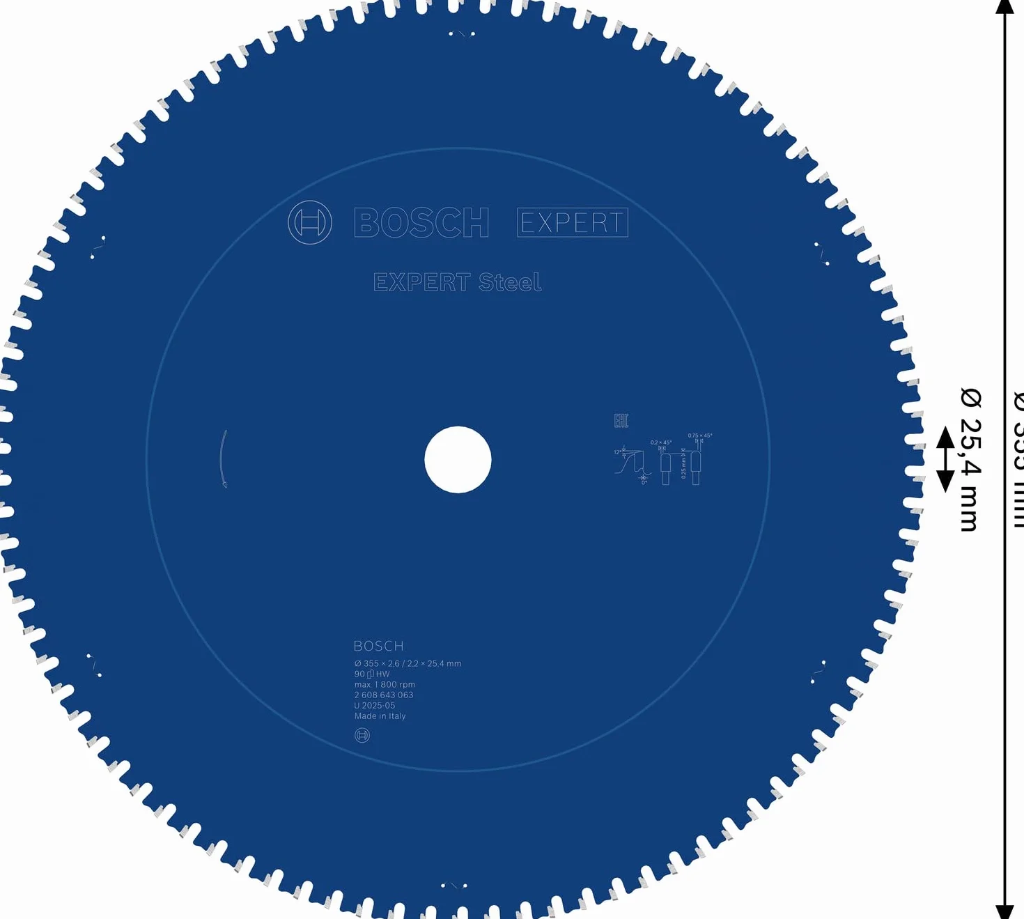 Bosch Hoja de sierra circular Expert for Steel 355 x 25,4 x 2,6 mm 90