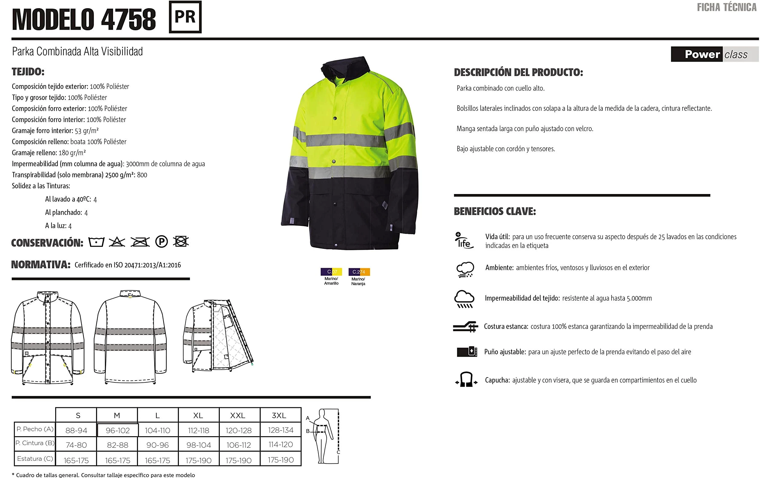 Chaqueta Reflectante De Trabajo de Hombre Alta Visibilidad Profesional. Ref: 4758