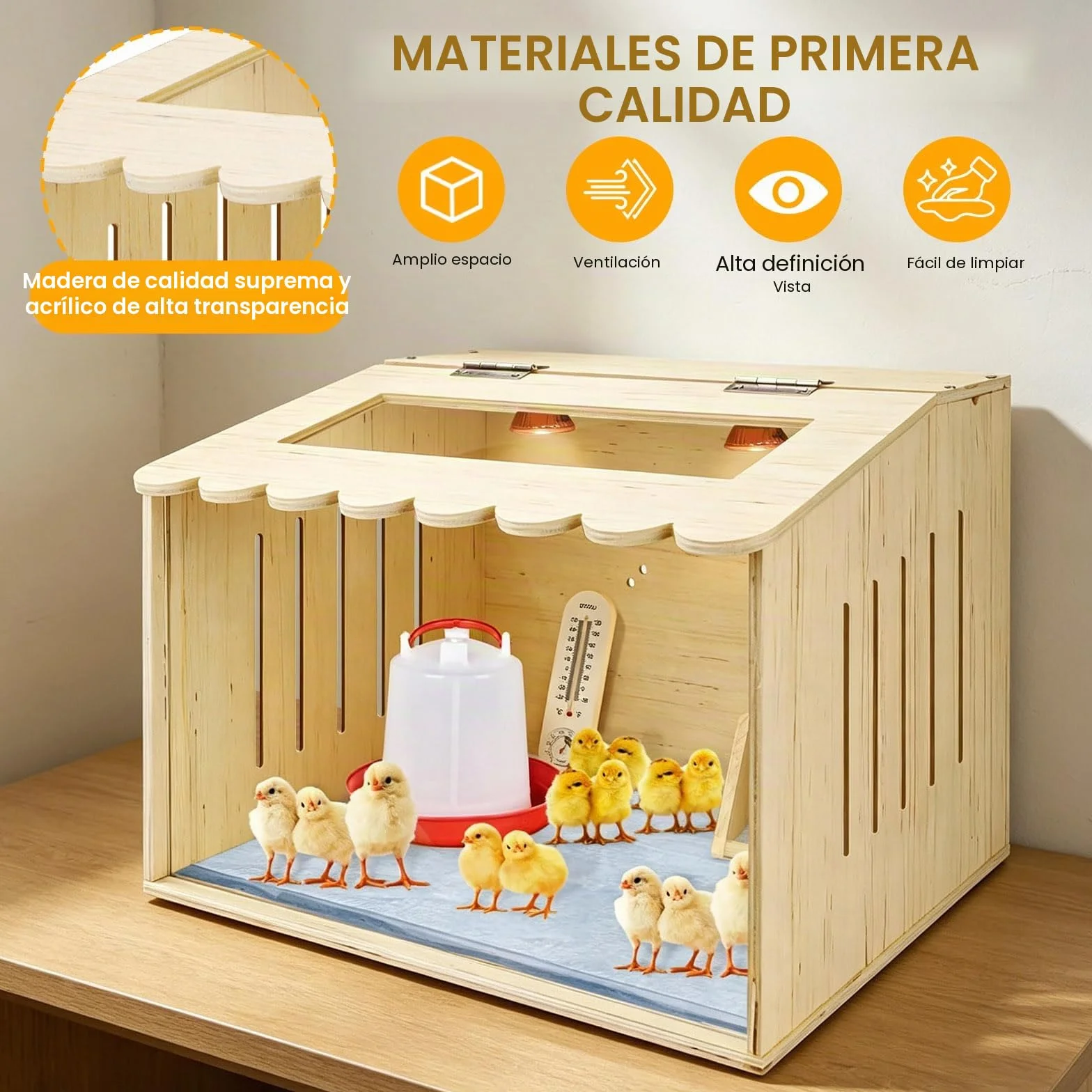Jaula de codorniz de madera para hámsters, patitos, erizos, lagartos, gallinero (40 x 30 x 30 cm)