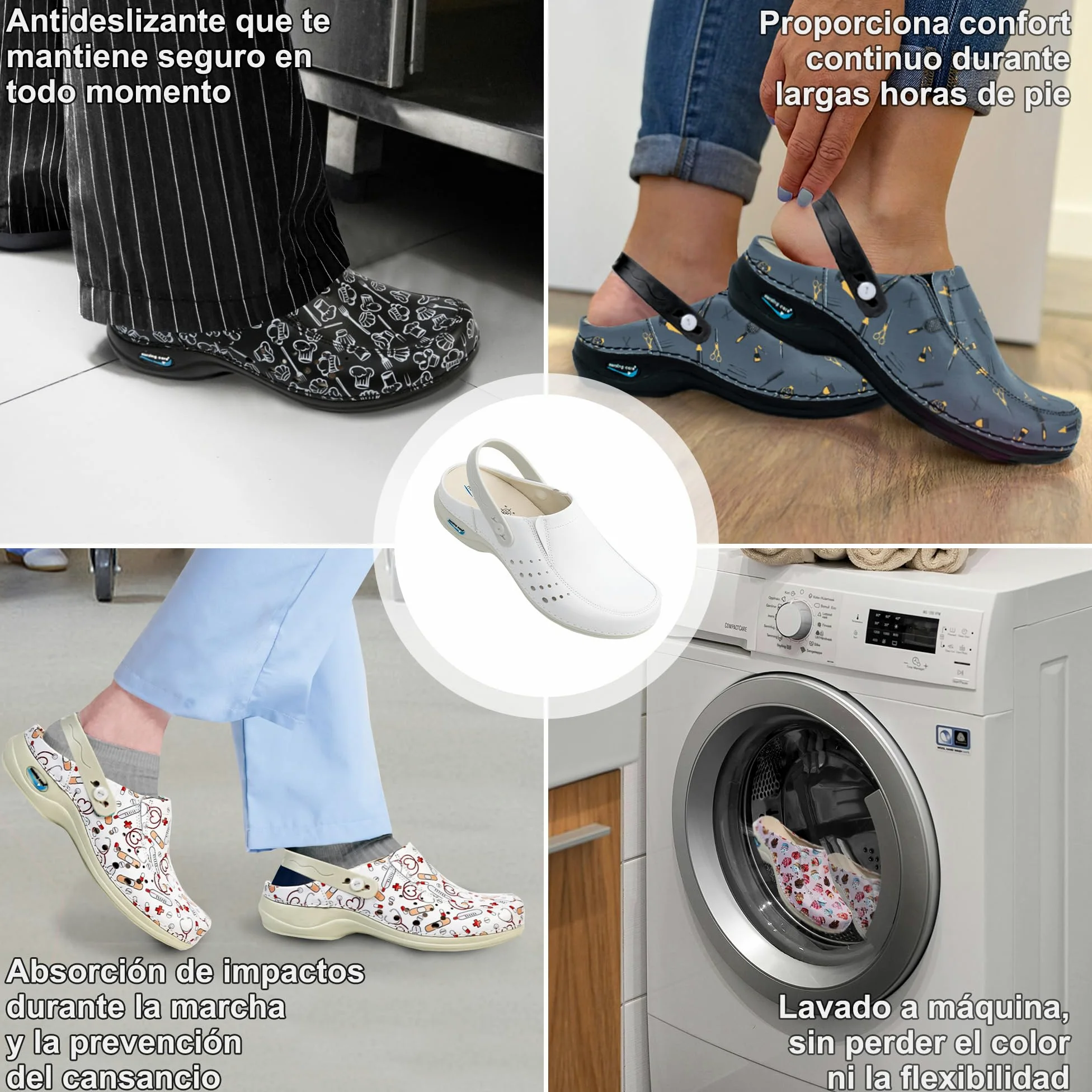 Zuecos de Piel Wash'Go Berlín, Mujer y Hombre, Hospital o Domésticos