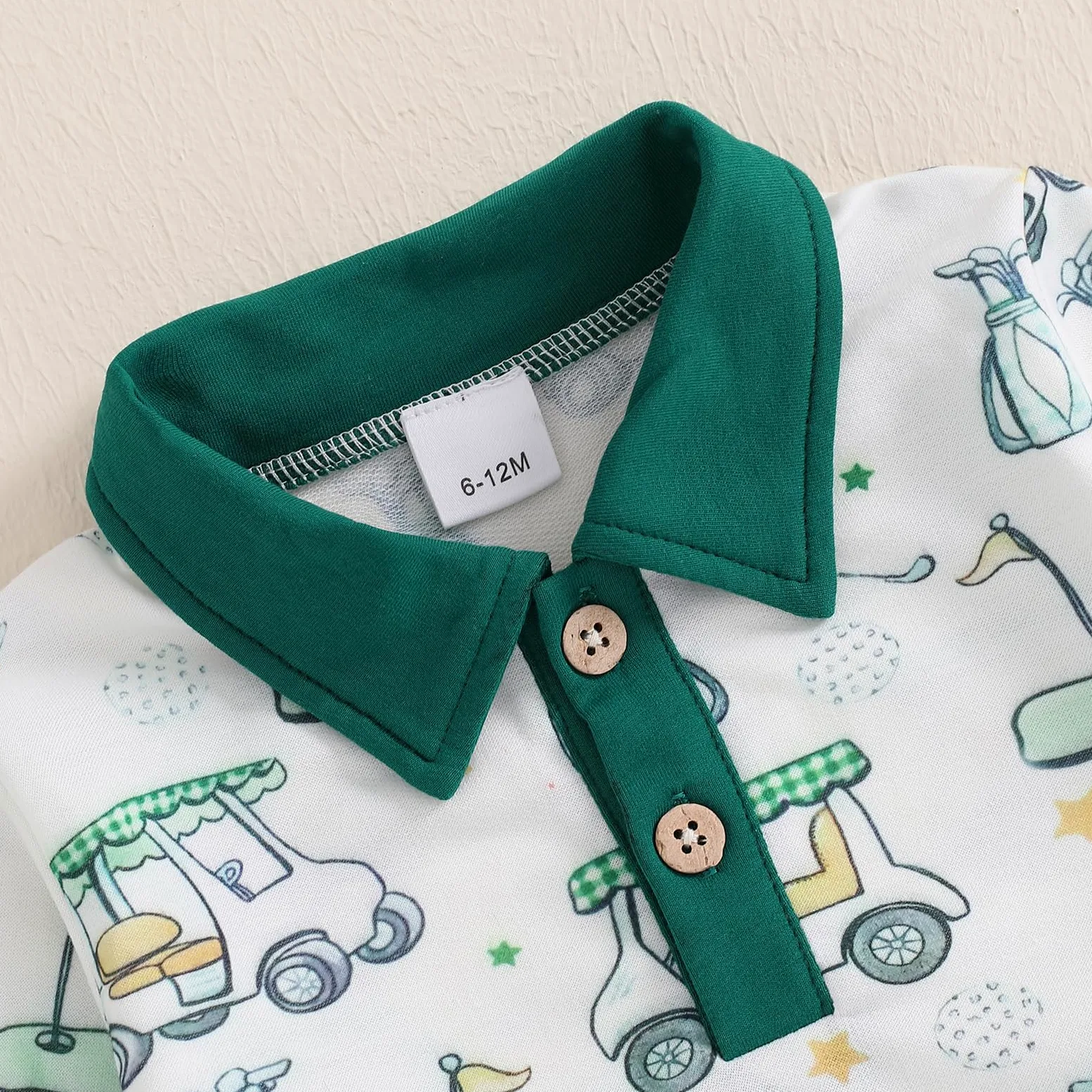 Chloefairy Conjunto de 2 piezas de ropa de otoño para niños pequeños con estampado de carrito de golf, sudadera tipo polo y pantalones largos, 6M-4T