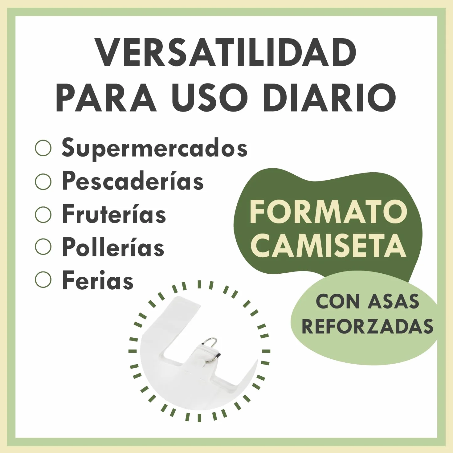 Bolsas de Plástico con Asas Blancas Tipo Camiseta 42x53cm 1KG 70% Recicladas Reutilizables Resistentes
