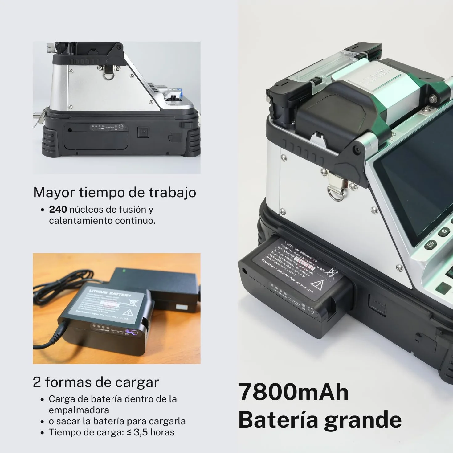 Fusionadora de fibra óptica AI-20 con cortadora eléctrica, kit de empalmador con OPM VFL y batería de 7800 mAh