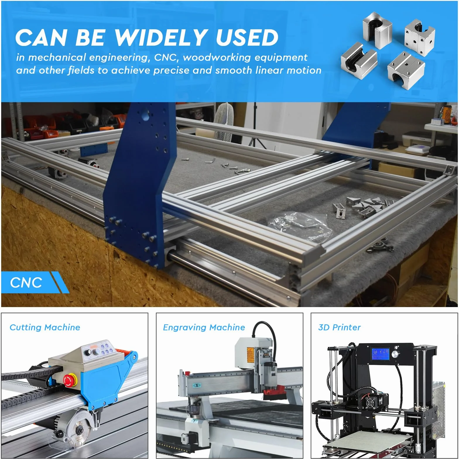 SWAWIS SBR12UU Bloque Deslizante de Rodamiento Lineal, Aleación de Aluminio para CNC