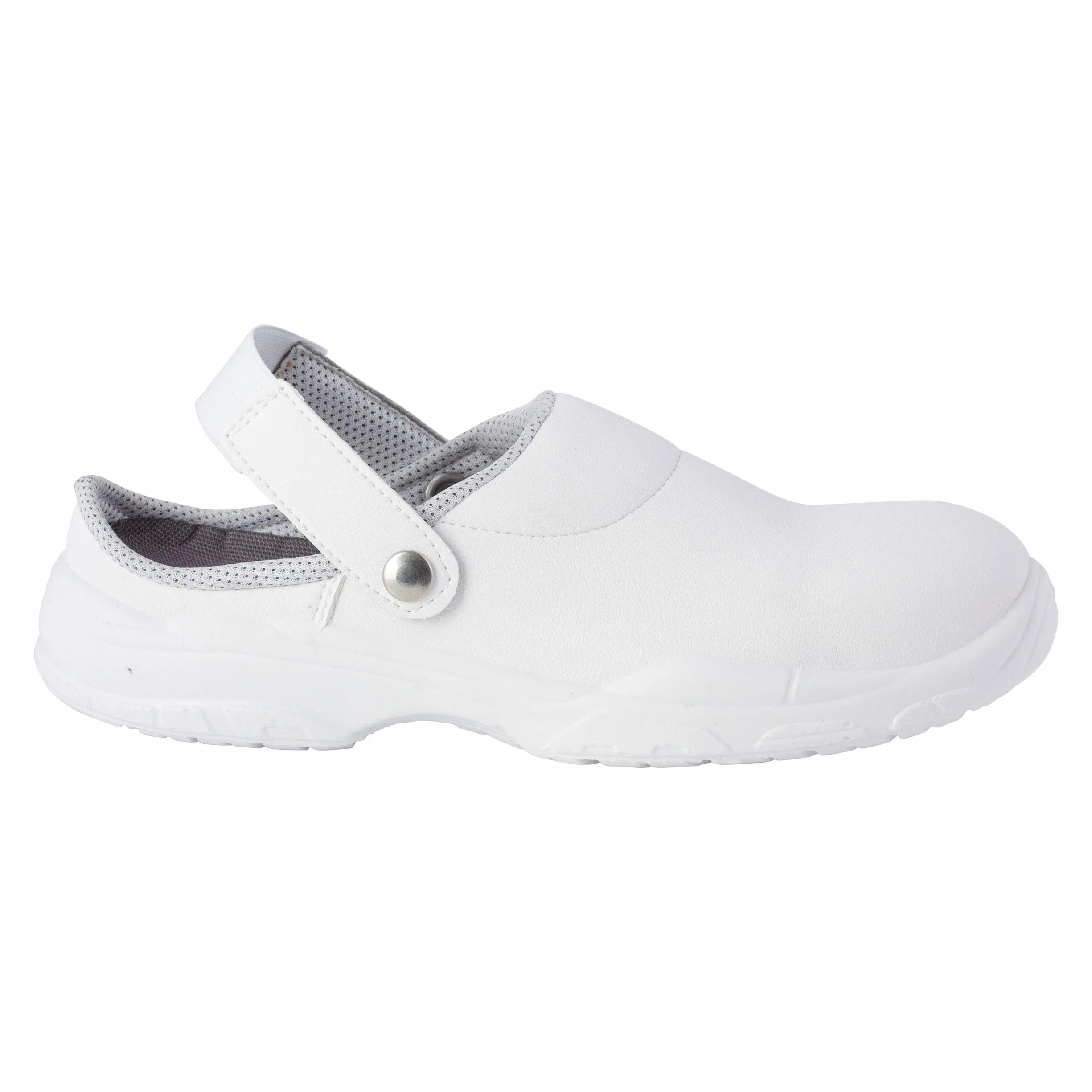 REPOSA Medical - Zuecos Sanitarios Mujer y Hombre en Microfibra con Puntera de Seguridad, Zuecos Enfermera Antishock y Antiestáticos con Correa, Zapatos Sanitarios y de Cocina Cómodos, Antideslizantes