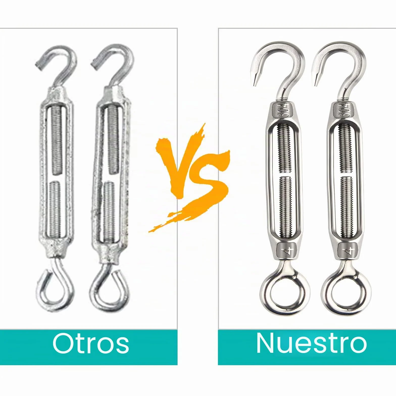 CHRORINE Tensor de Alambre Tensor M4 Gancho y Ojo 304 Acero Inoxidable Resistente 12 Piezas